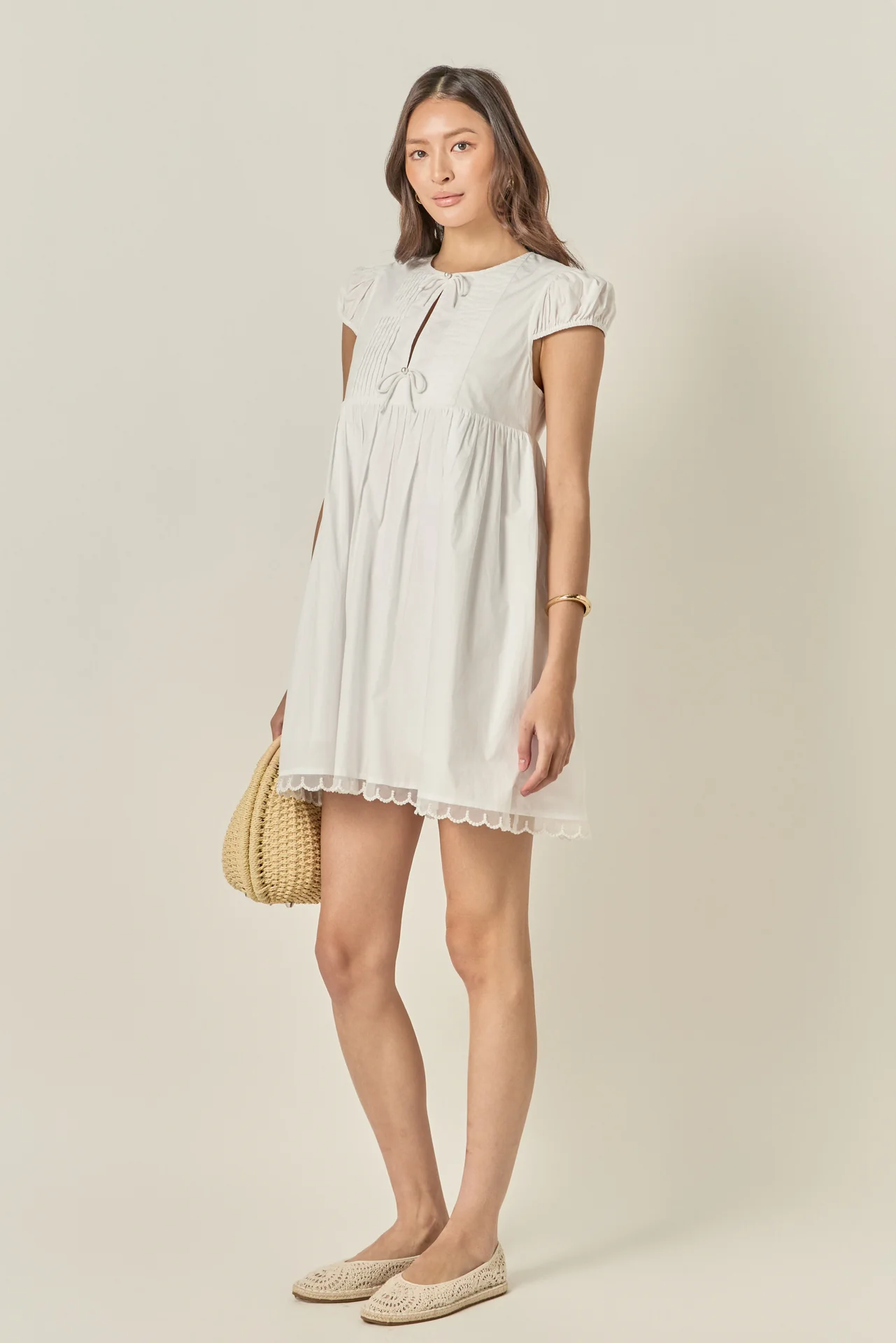 Scallop Trim Babydoll Mini Dress - Image 5