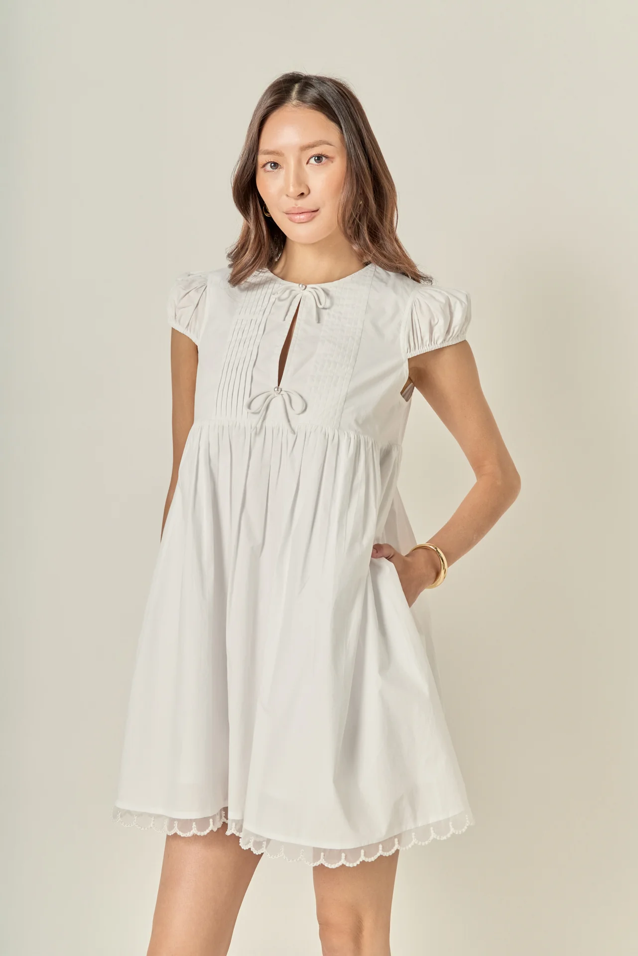 Scallop Trim Babydoll Mini Dress - Image 7