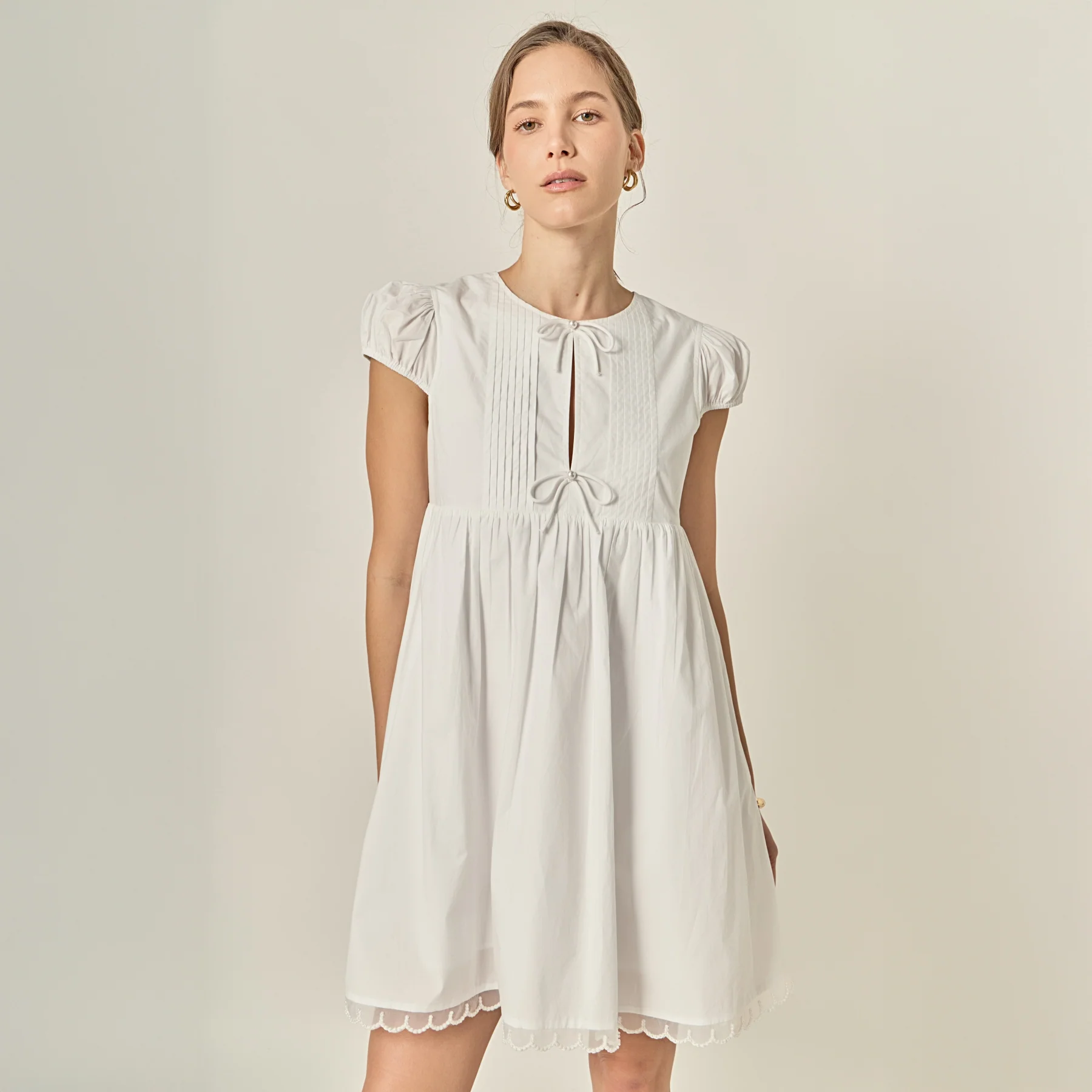 Scallop Trim Babydoll Mini Dress - Image 9
