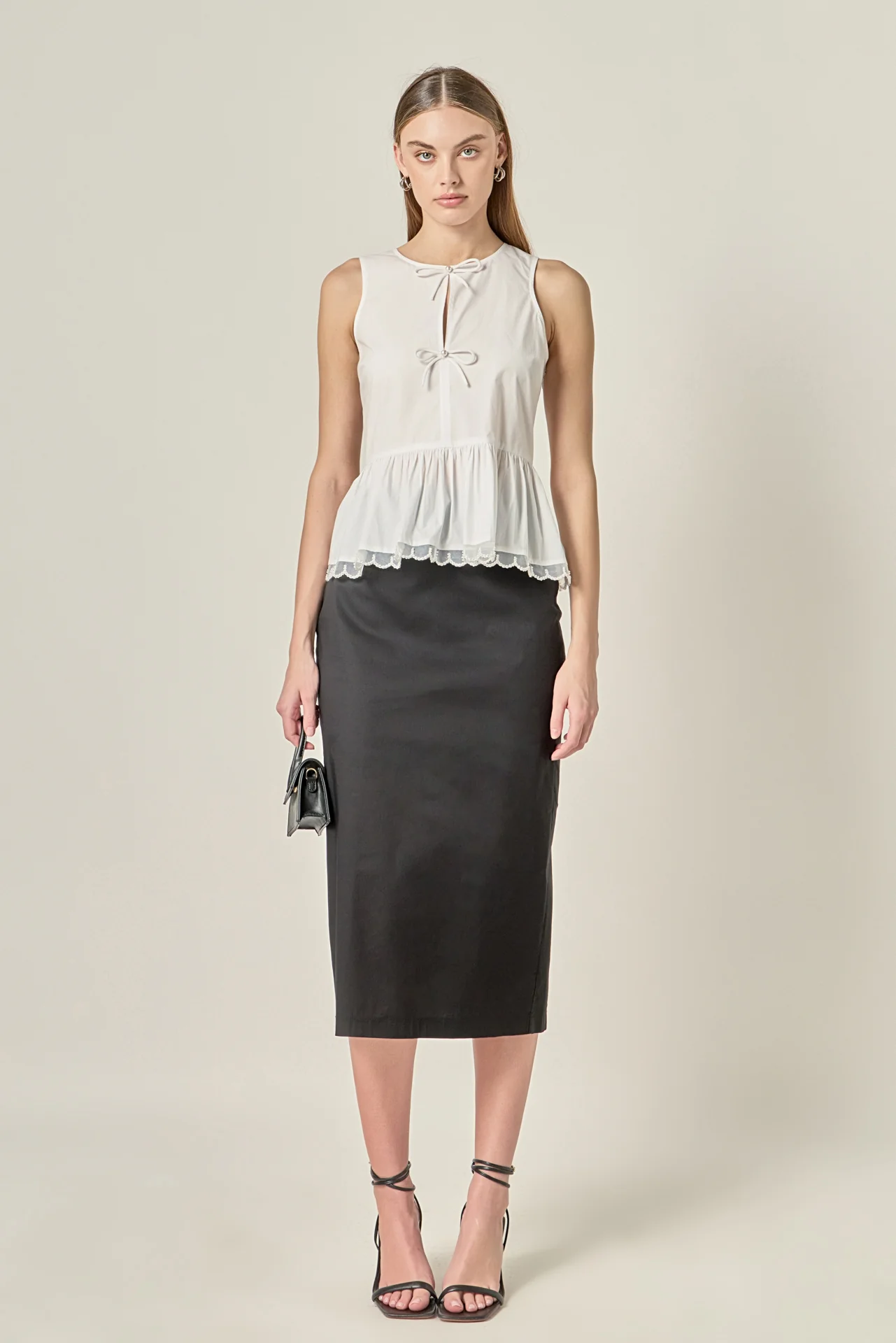 Pearl Bow Scallop Halter Top - Image 7