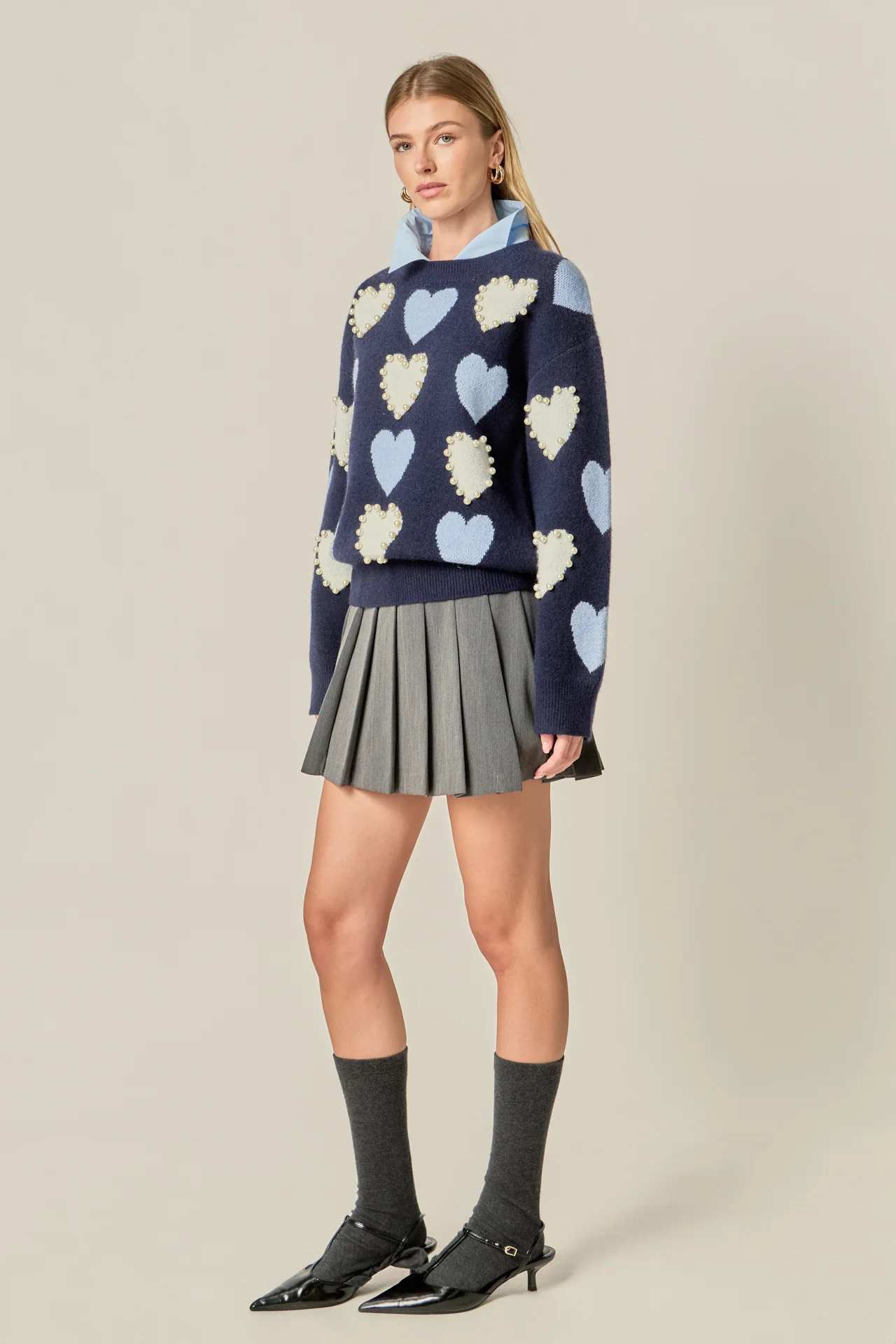 Pearl with Heart Pattern Sweater - Image 16