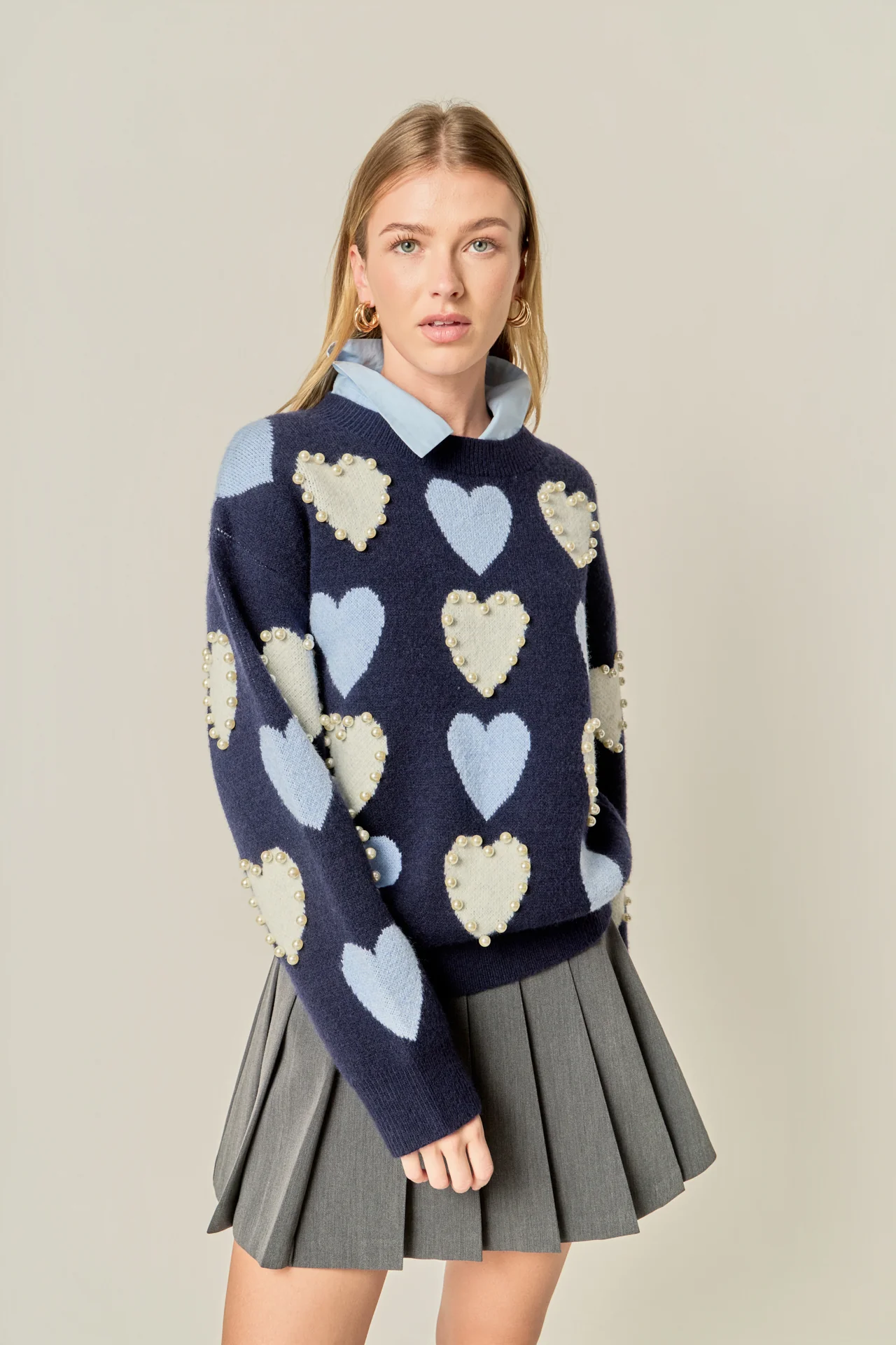 Pearl with Heart Pattern Sweater - Image 18