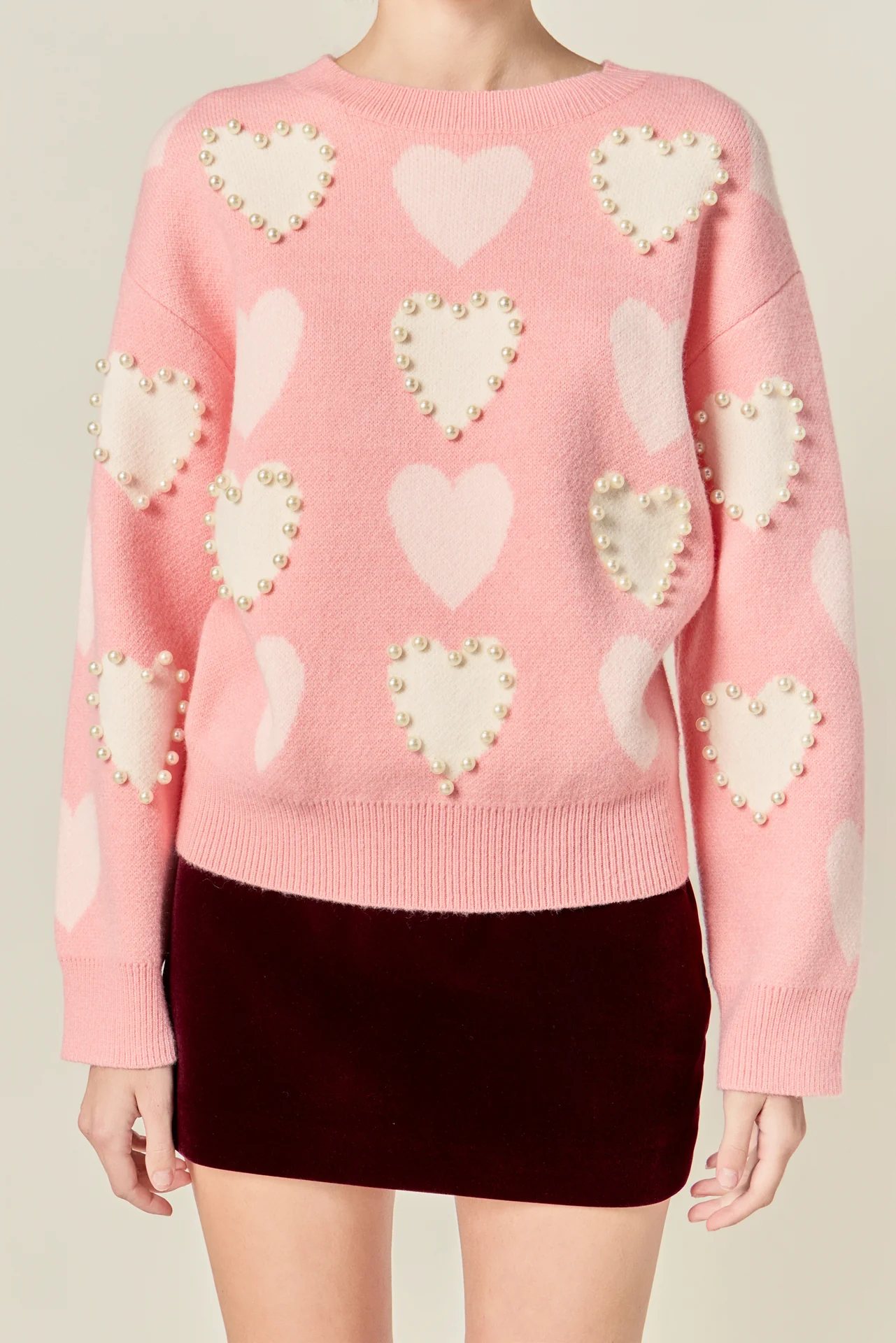 Pearl with Heart Pattern Sweater - Image 2