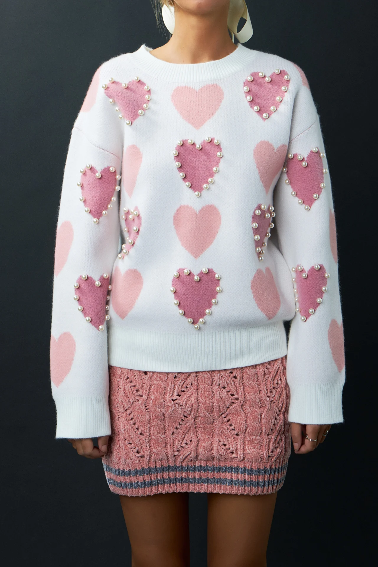 Pearl with Heart Pattern Sweater - Image 20