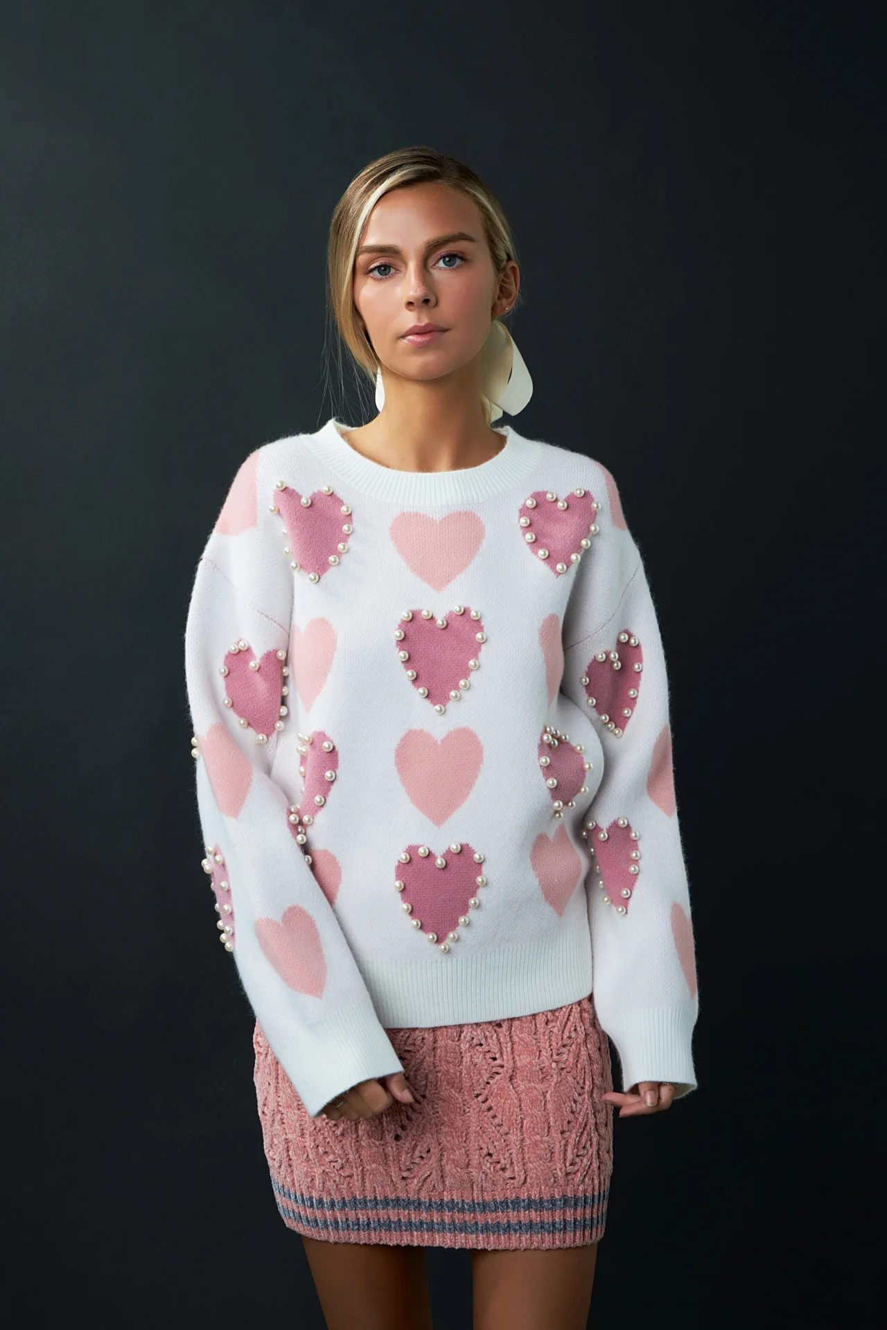 Pearl with Heart Pattern Sweater - Image 23