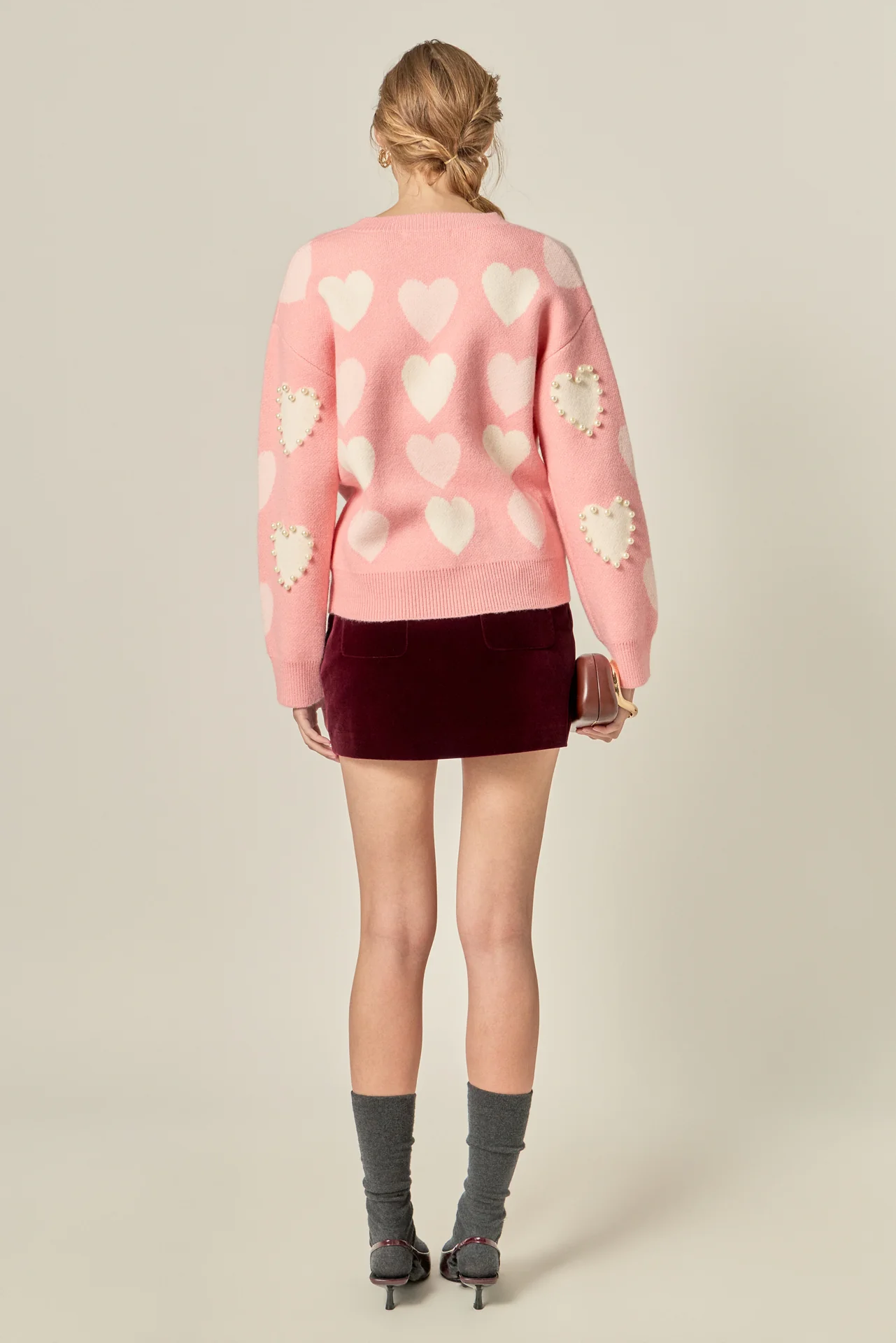 Pearl with Heart Pattern Sweater - Image 5