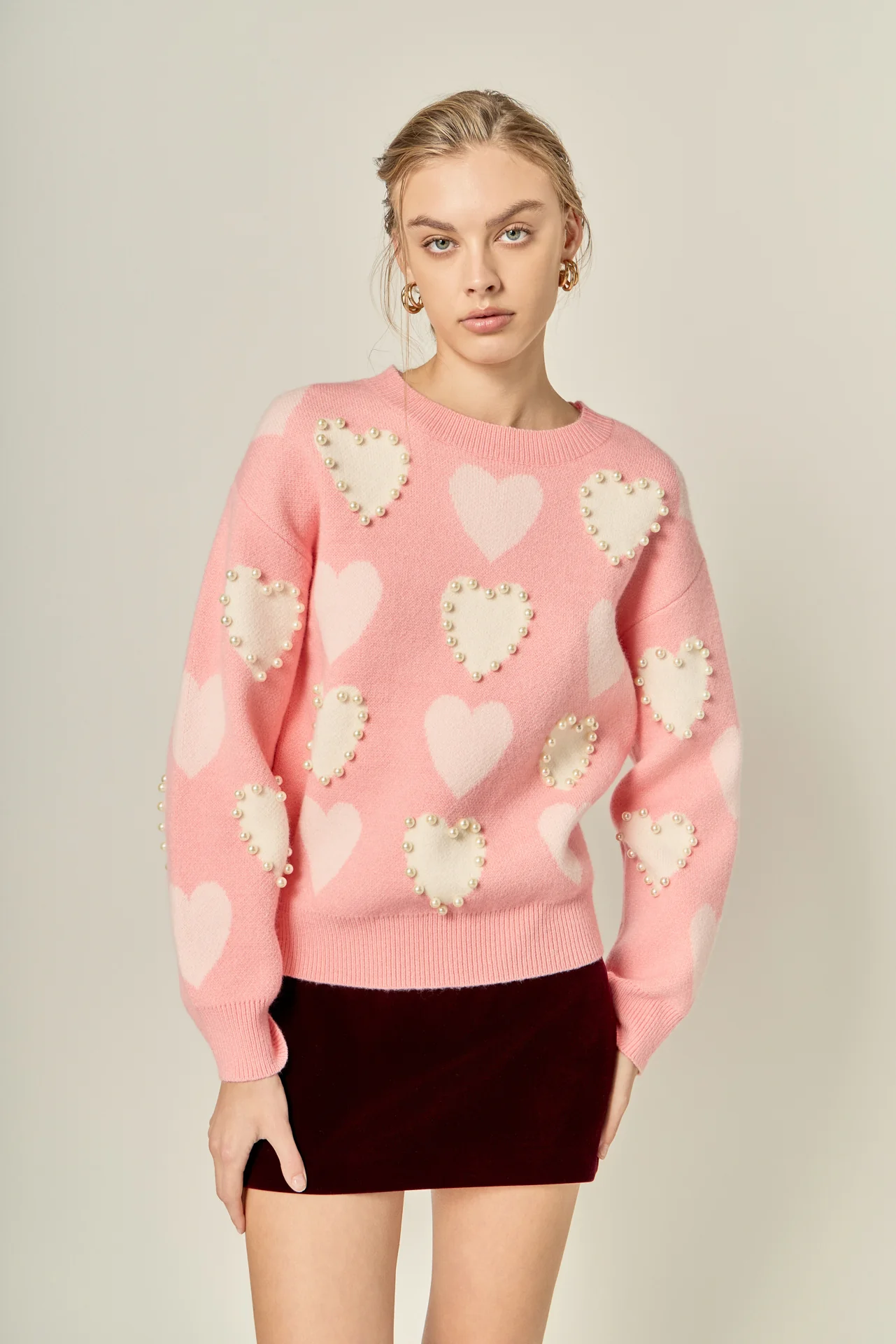 Pearl with Heart Pattern Sweater - Image 6