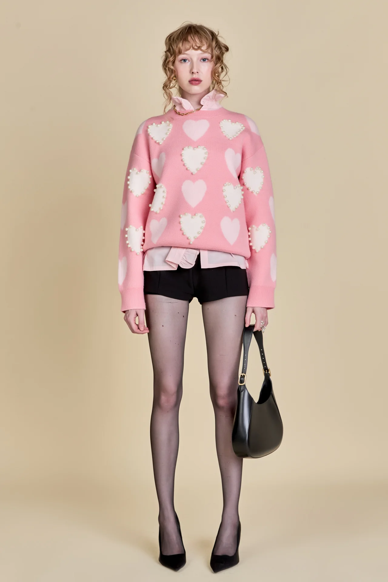 Pearl with Heart Pattern Sweater - Image 7
