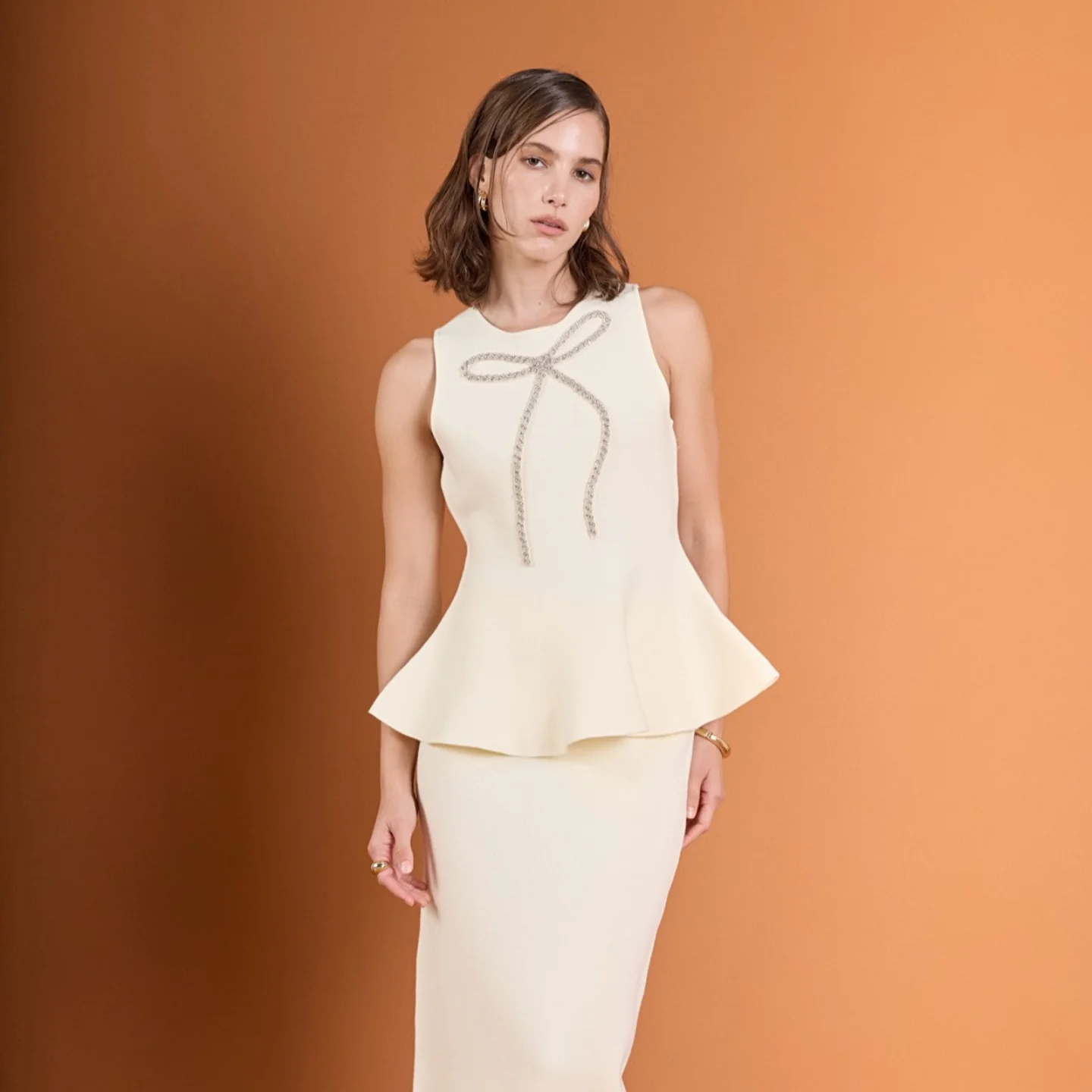 Peplum Bow Embellished Top - Image 2