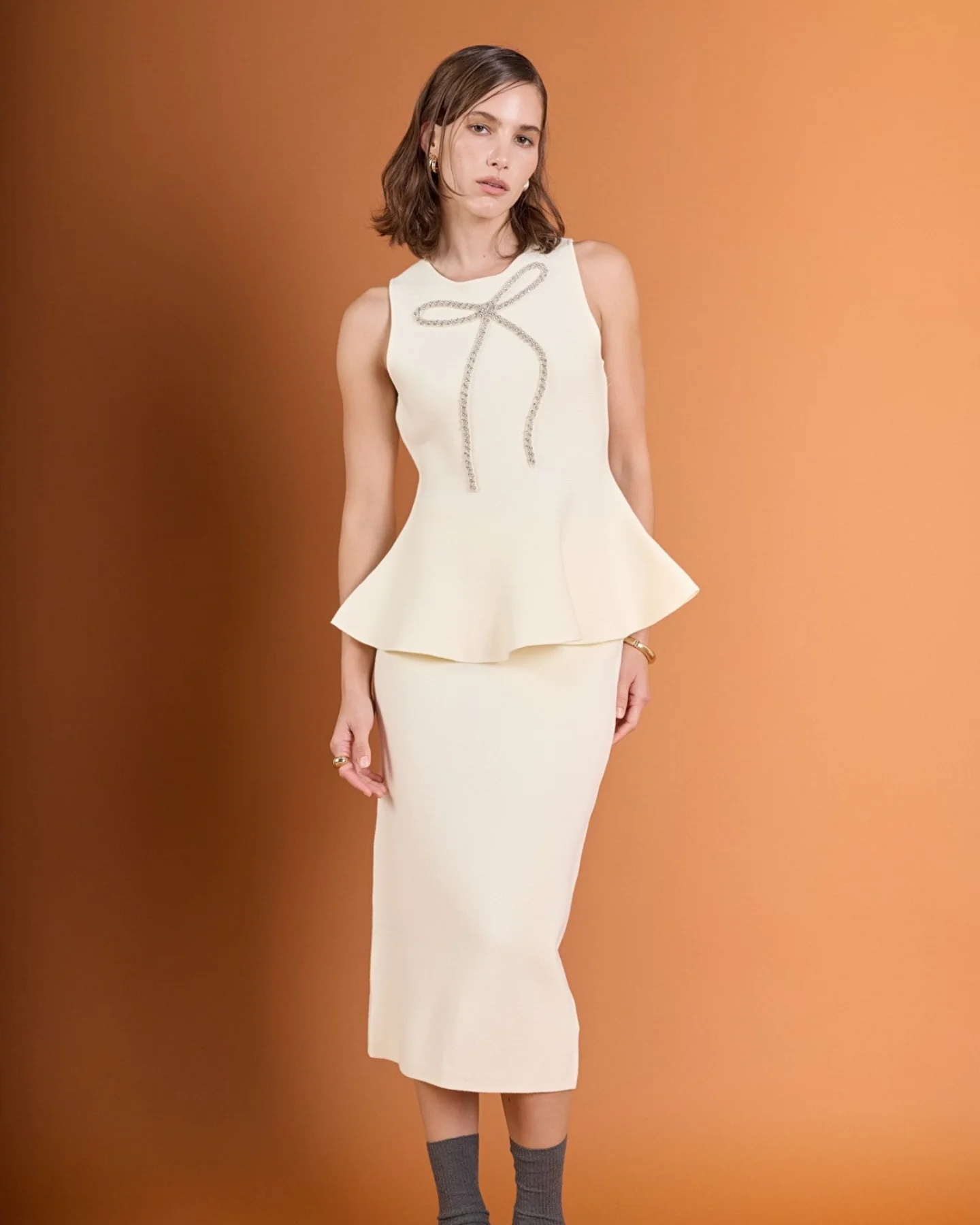 Peplum Bow Embellished Top - Image 3