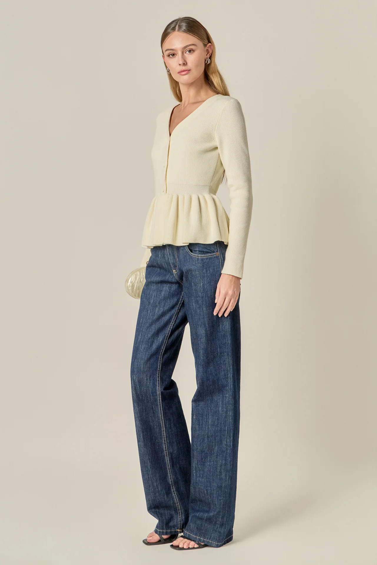 Peplum Knit Long Sleeve Vest - Image 4