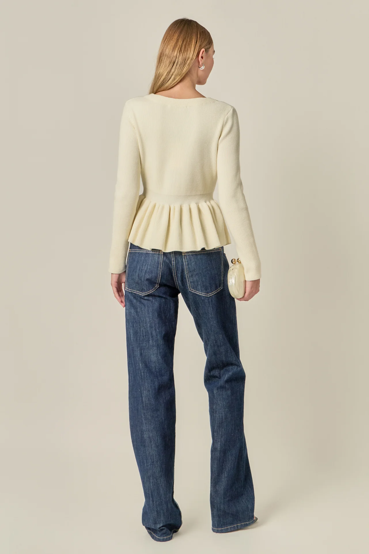 Peplum Knit Long Sleeve Vest - Image 5