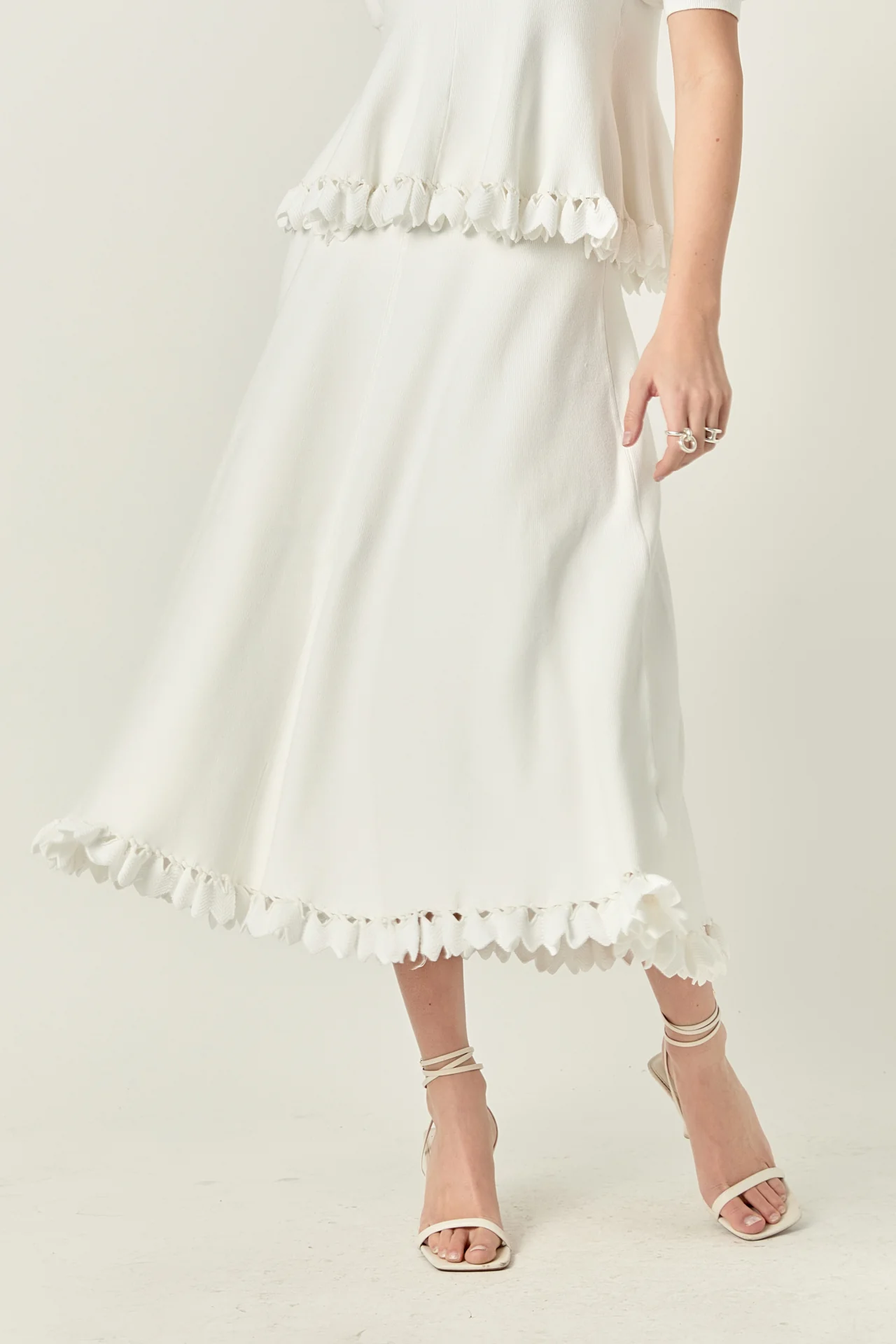 Lucia Peplum Midi Knit Skirt - Image 2