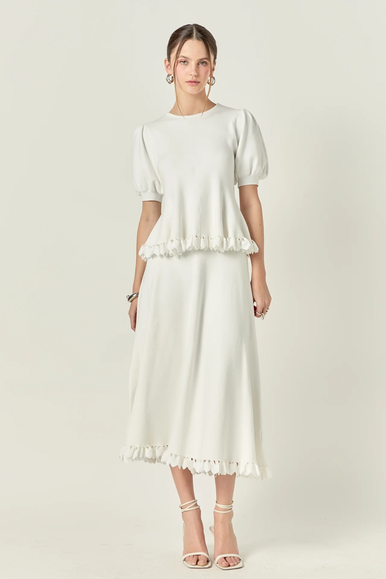 Lucia Peplum Midi Knit Skirt - Image 3