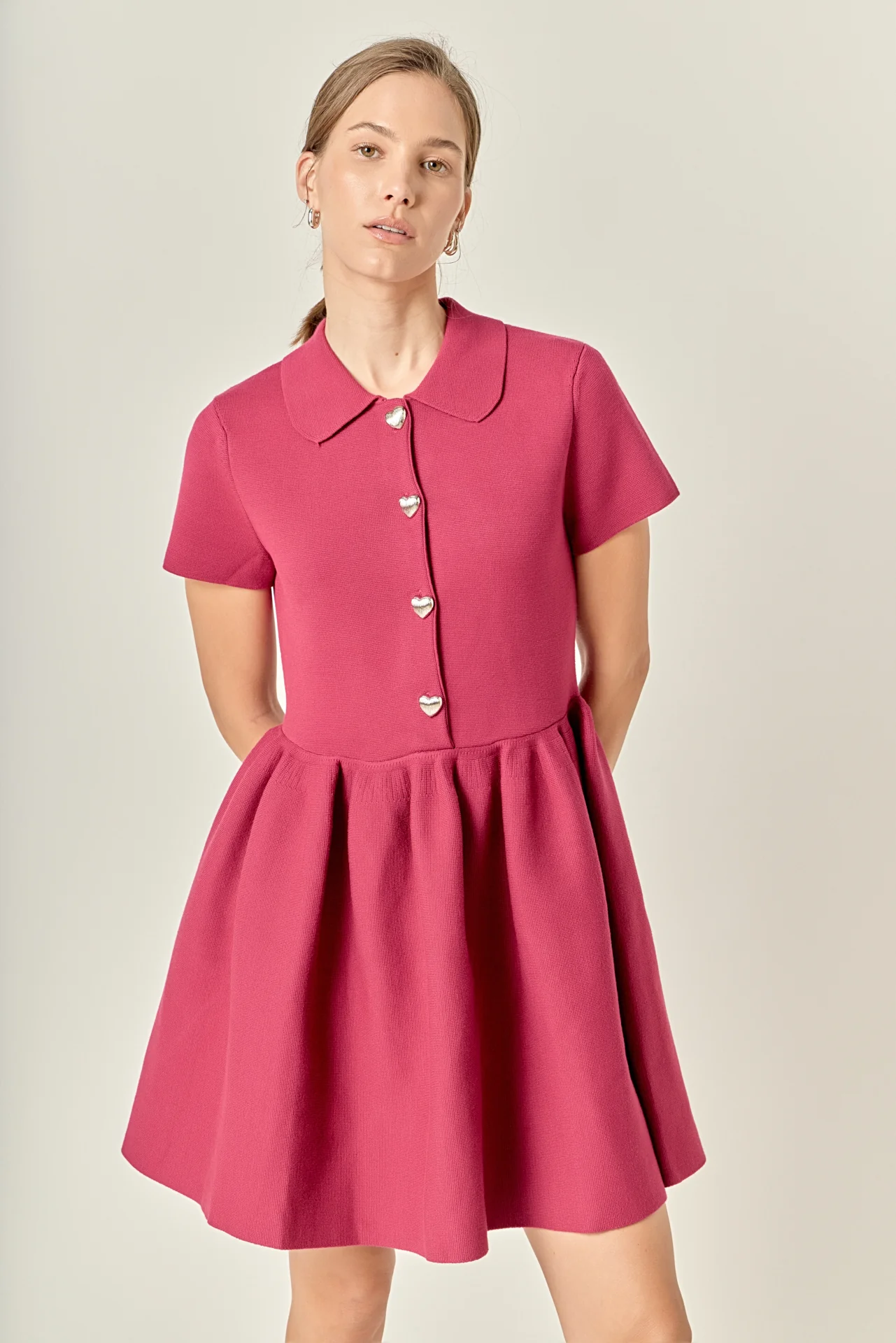Heart Button Knit Mini Dress - Image 5