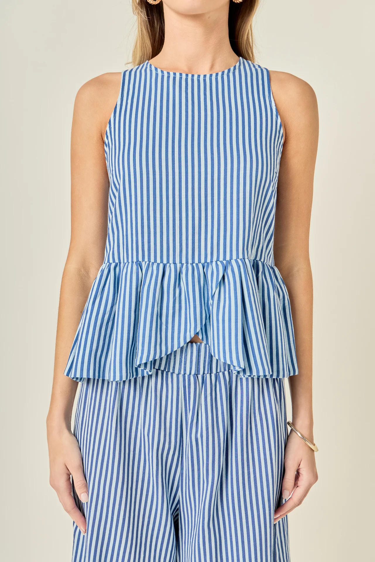Peplum Sleeve Striped Top - Image 2