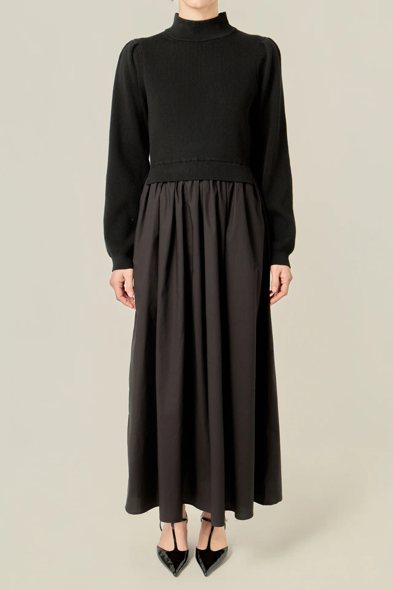 Peplum Waist Knit Midi Dress - Image 2