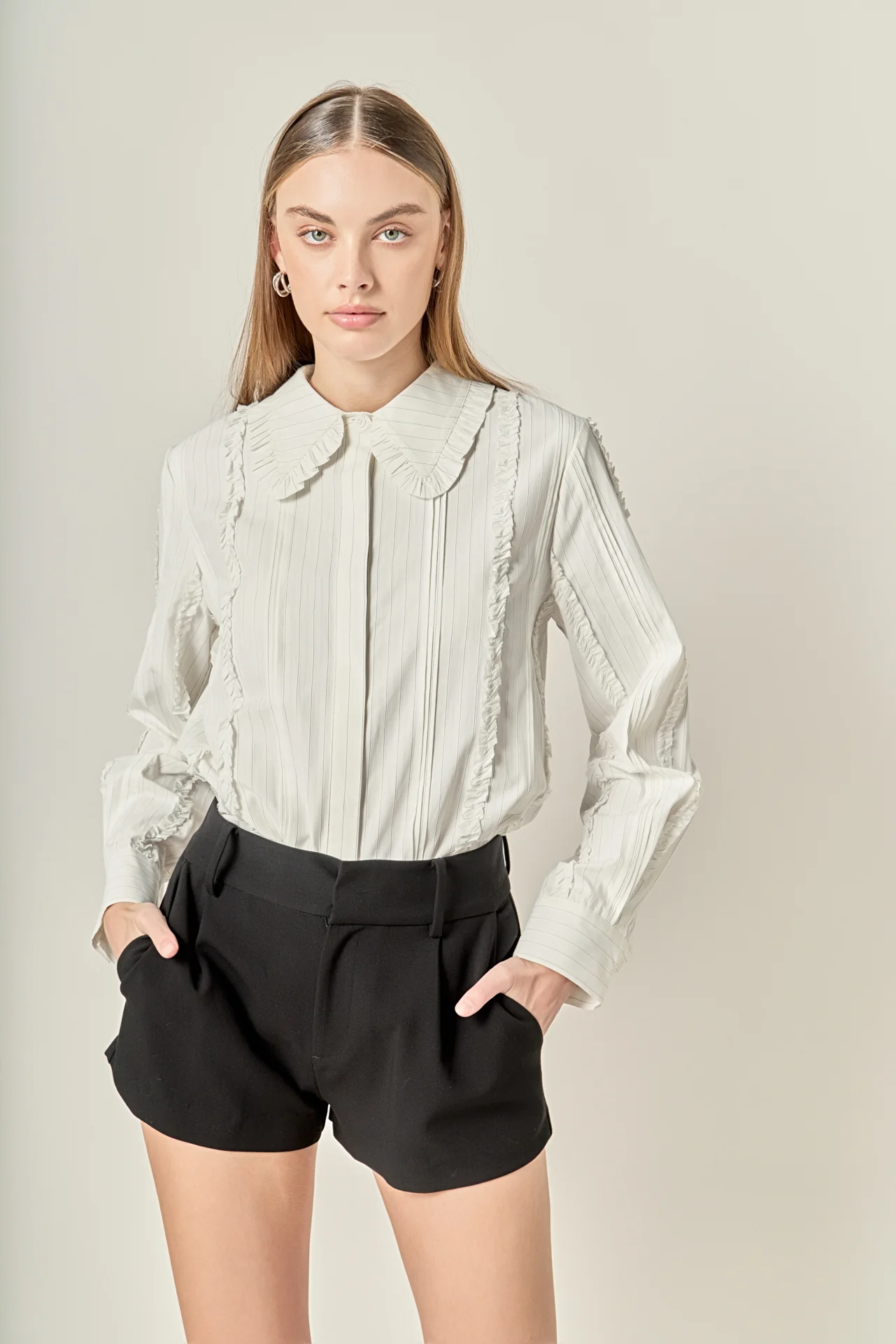Classic Pintuck Ruffle Shirt - Image 6