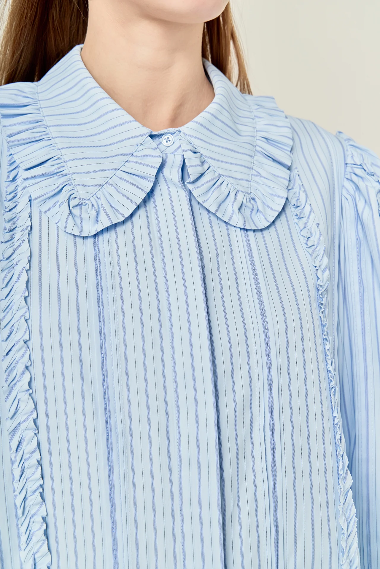 Pintuck and Ruffle Detail Shirt Dress - Image 3