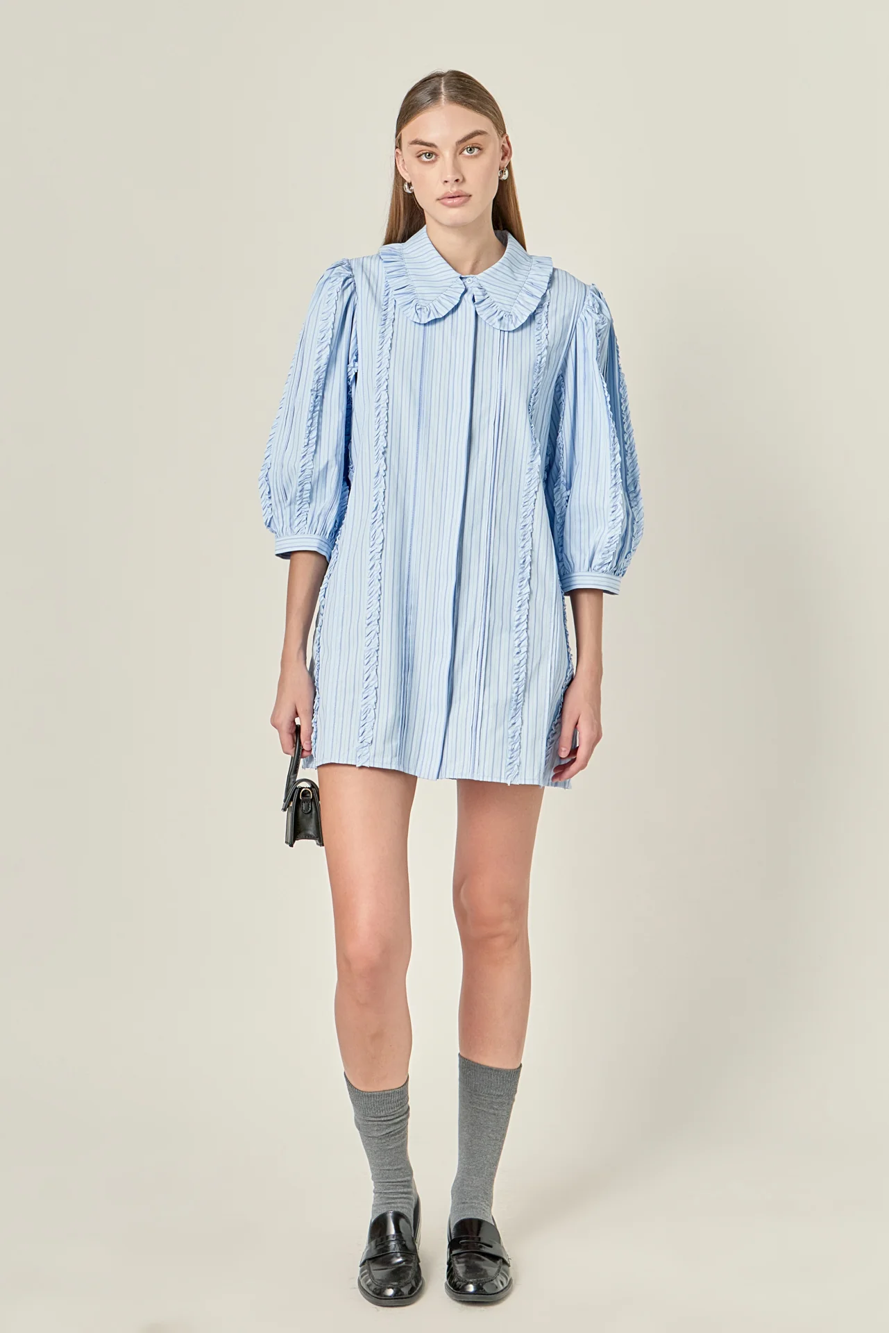 Pintuck and Ruffle Detail Shirt Dress - Image 4