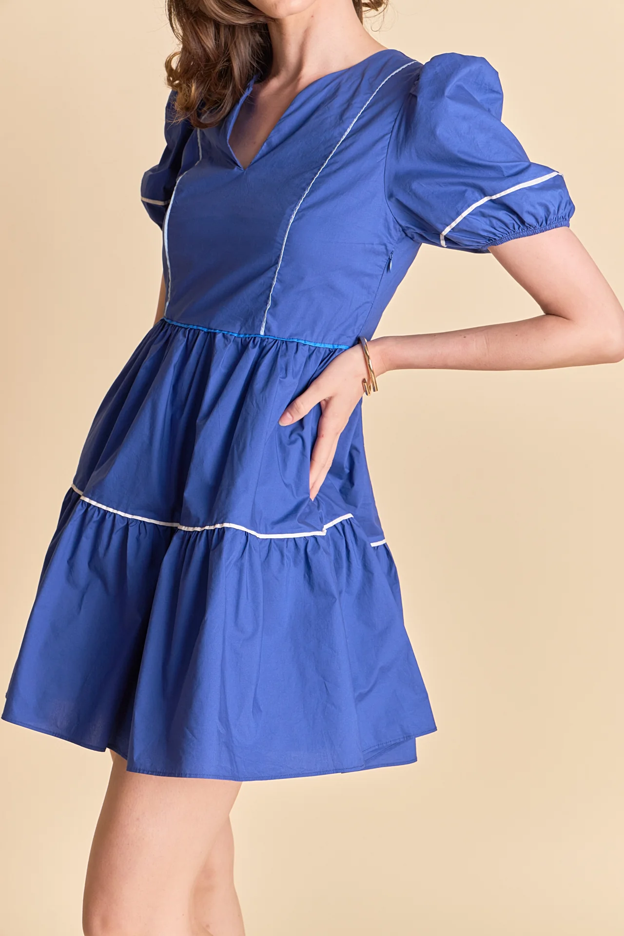 Puff Sleeve Tiered Mini Dress - Image 2