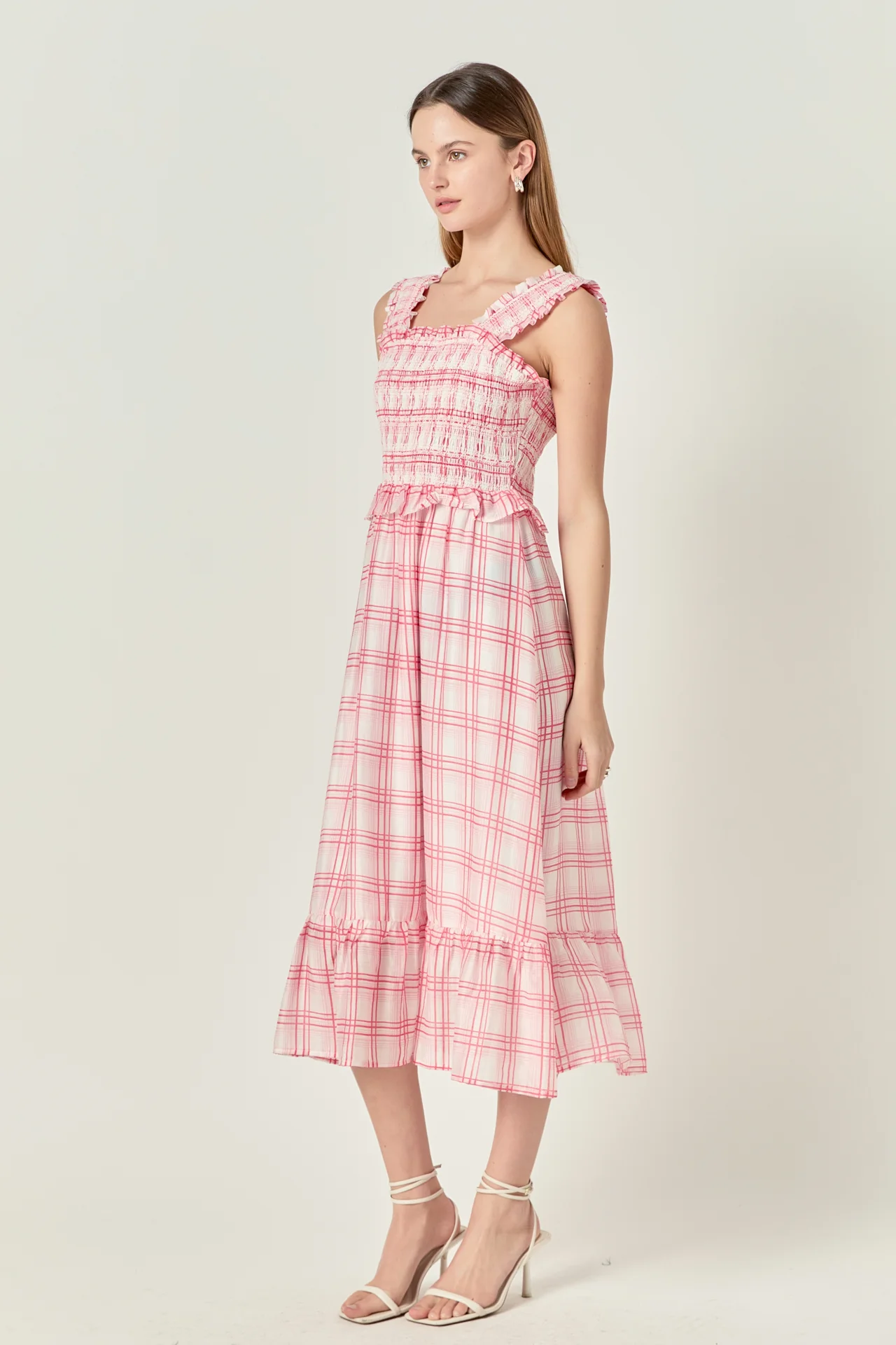 Plaid Ruffled Midi Dress - Image 3