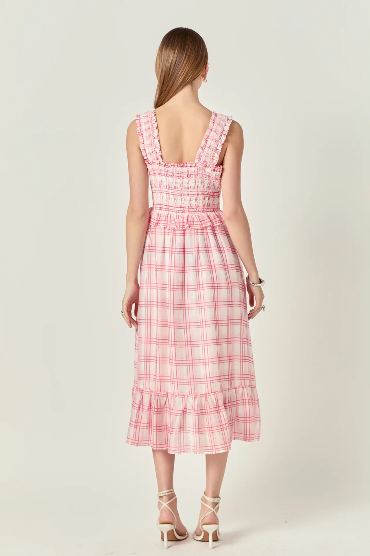 Plaid Ruffled Midi Dress - Image 4