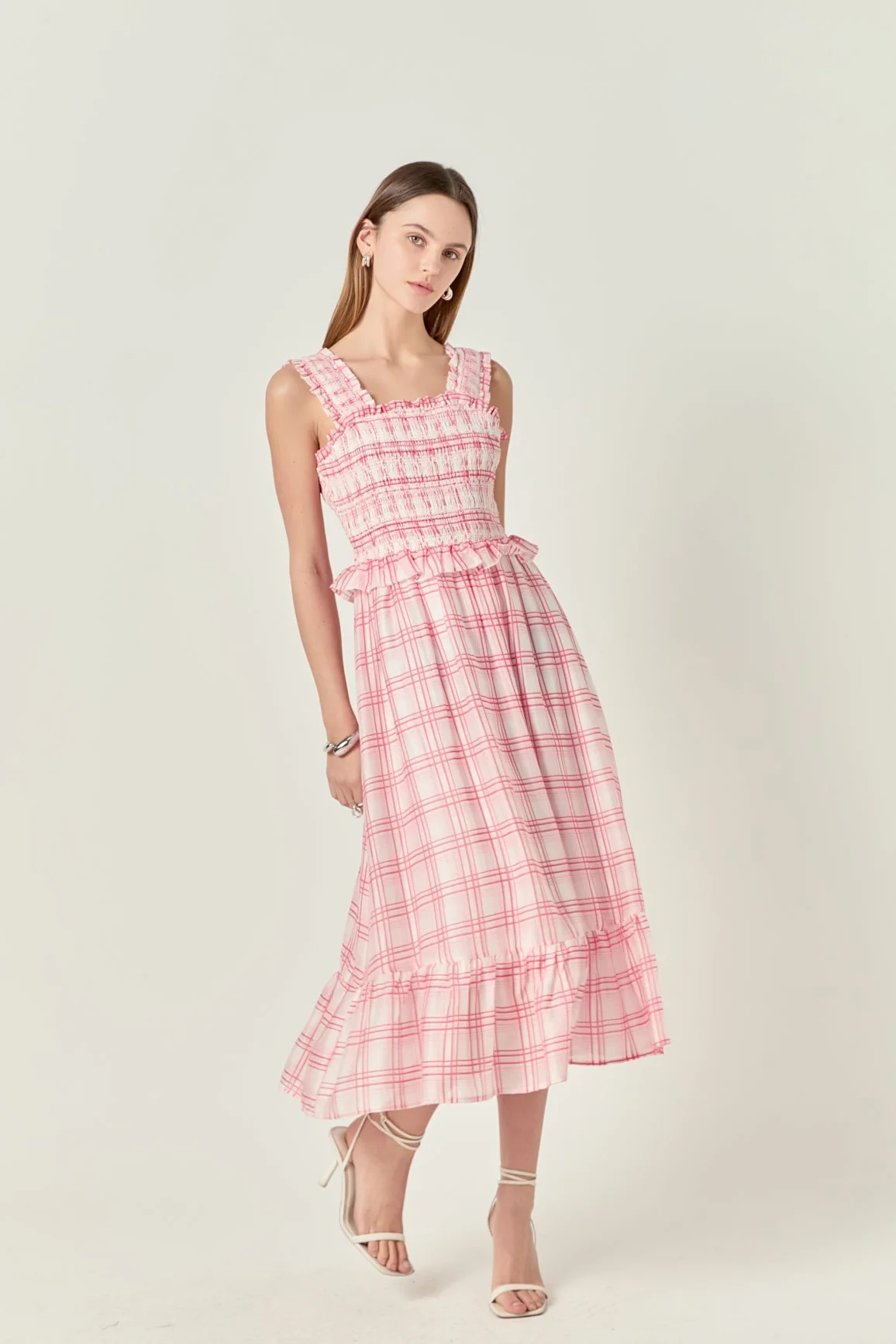 Plaid Ruffled Midi Dress - Image 5