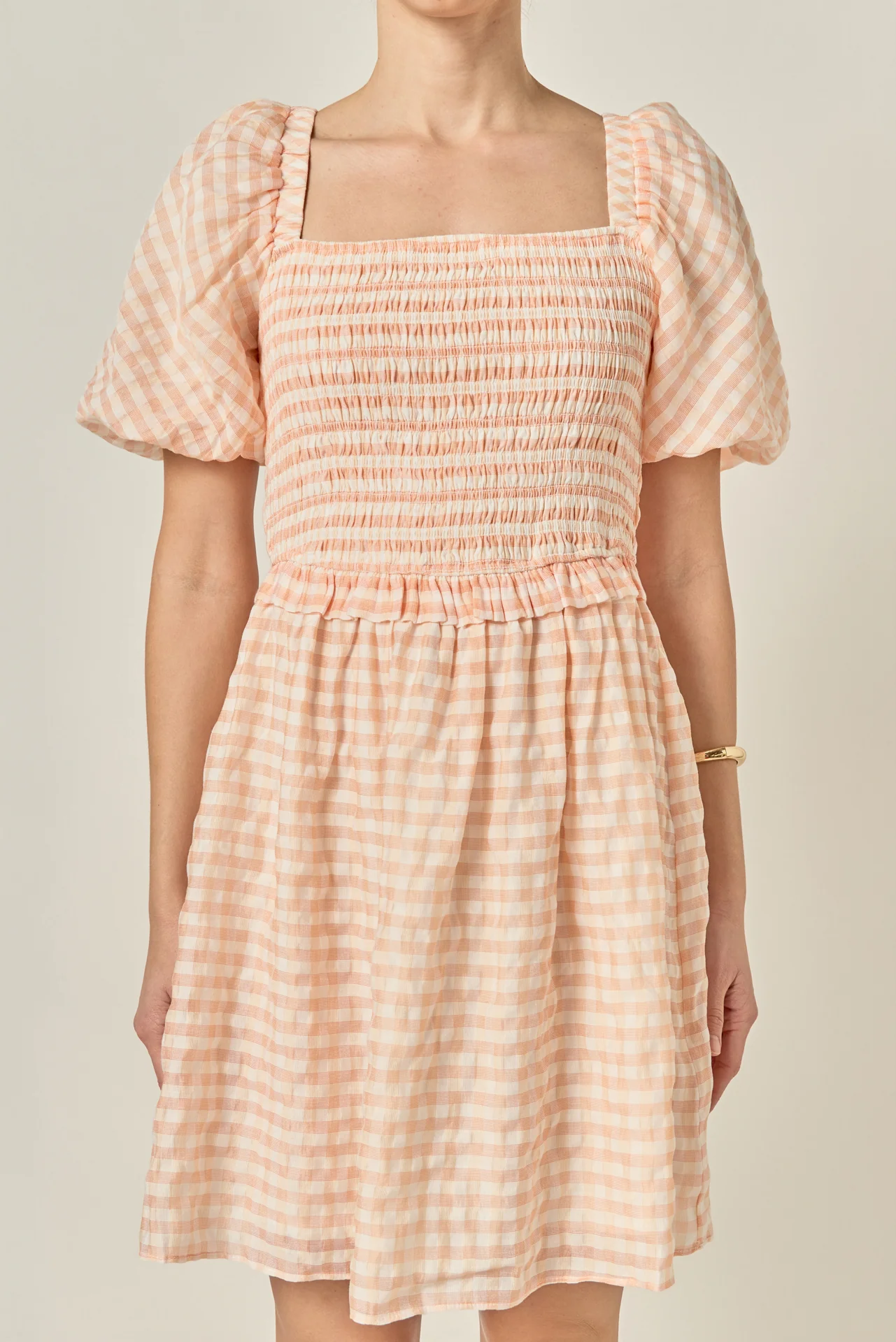 Plaid Smocked Mini Dress - Image 2