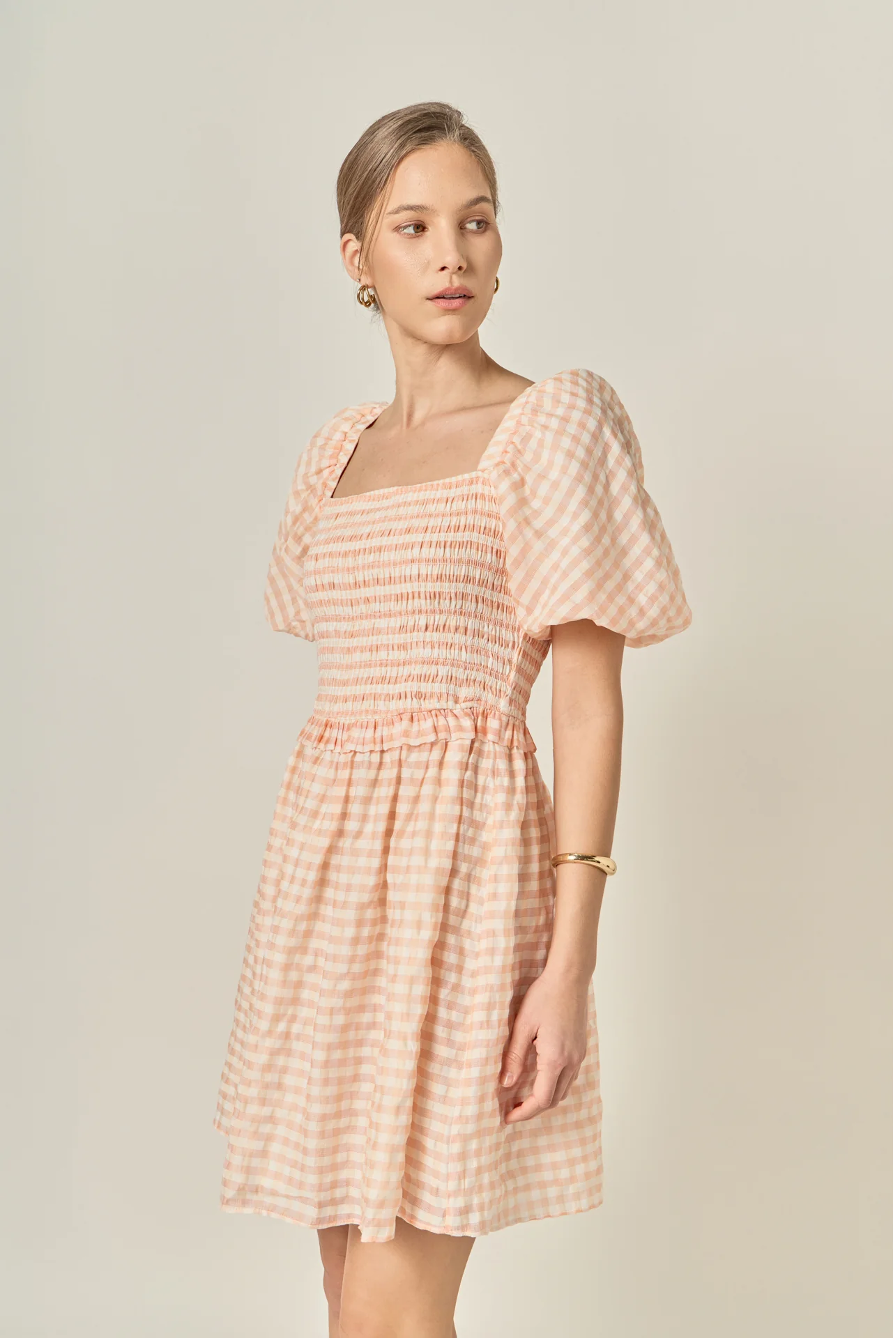 Plaid Smocked Mini Dress - Image 6