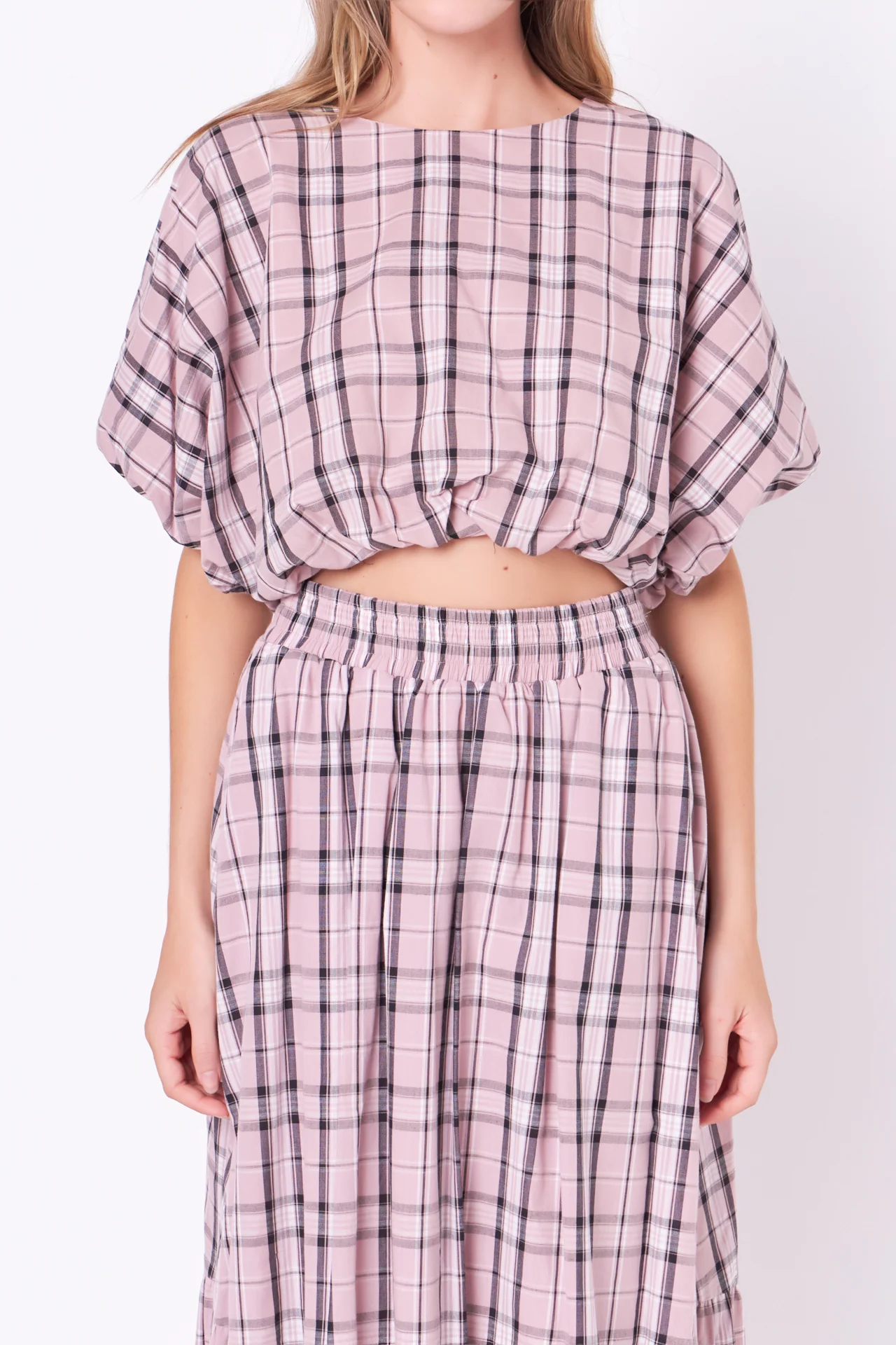 Plaid Voluminous Cropped Top - Image 2