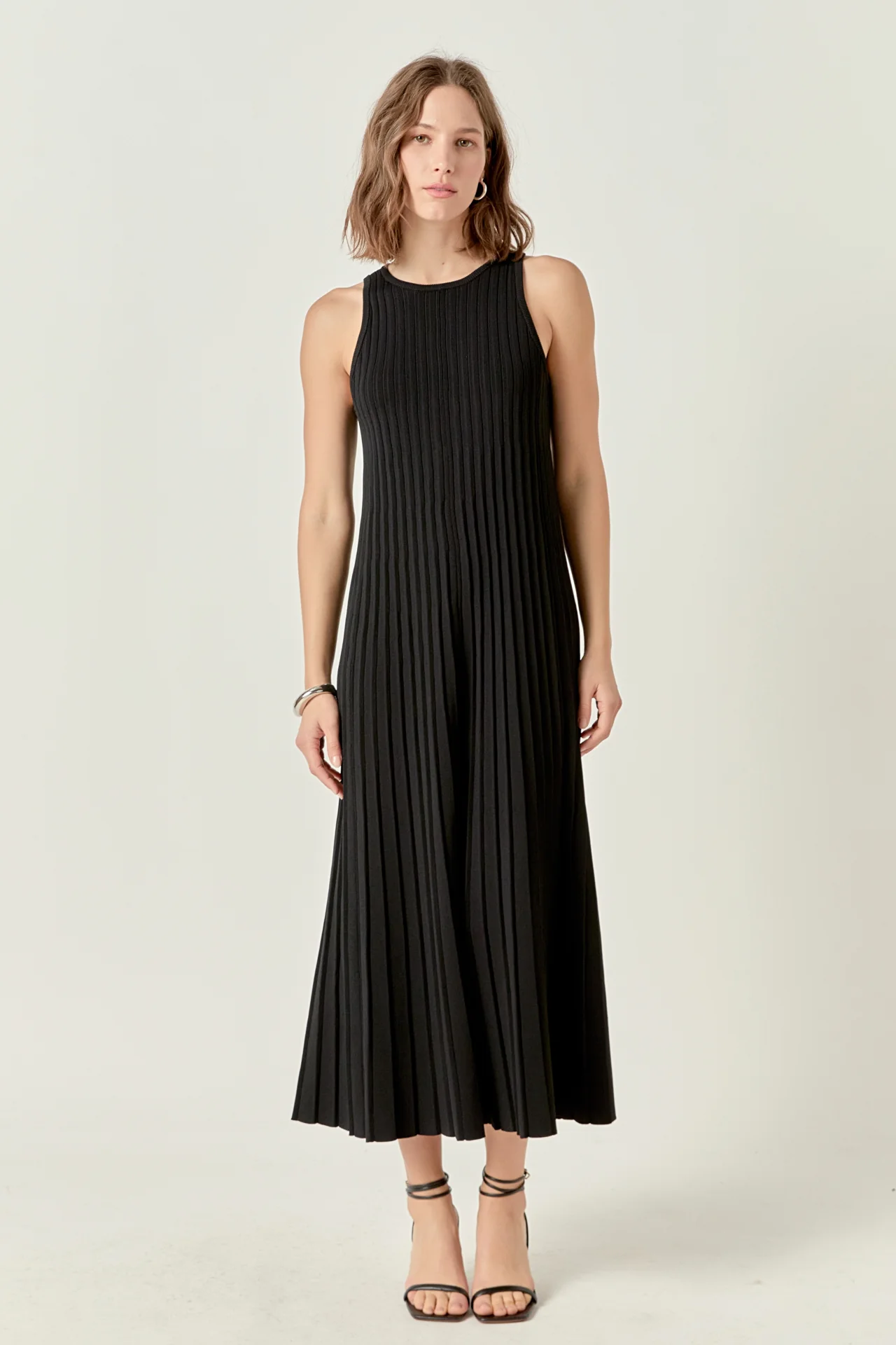 Pleated A-line Knit Midi Dress - Image 14