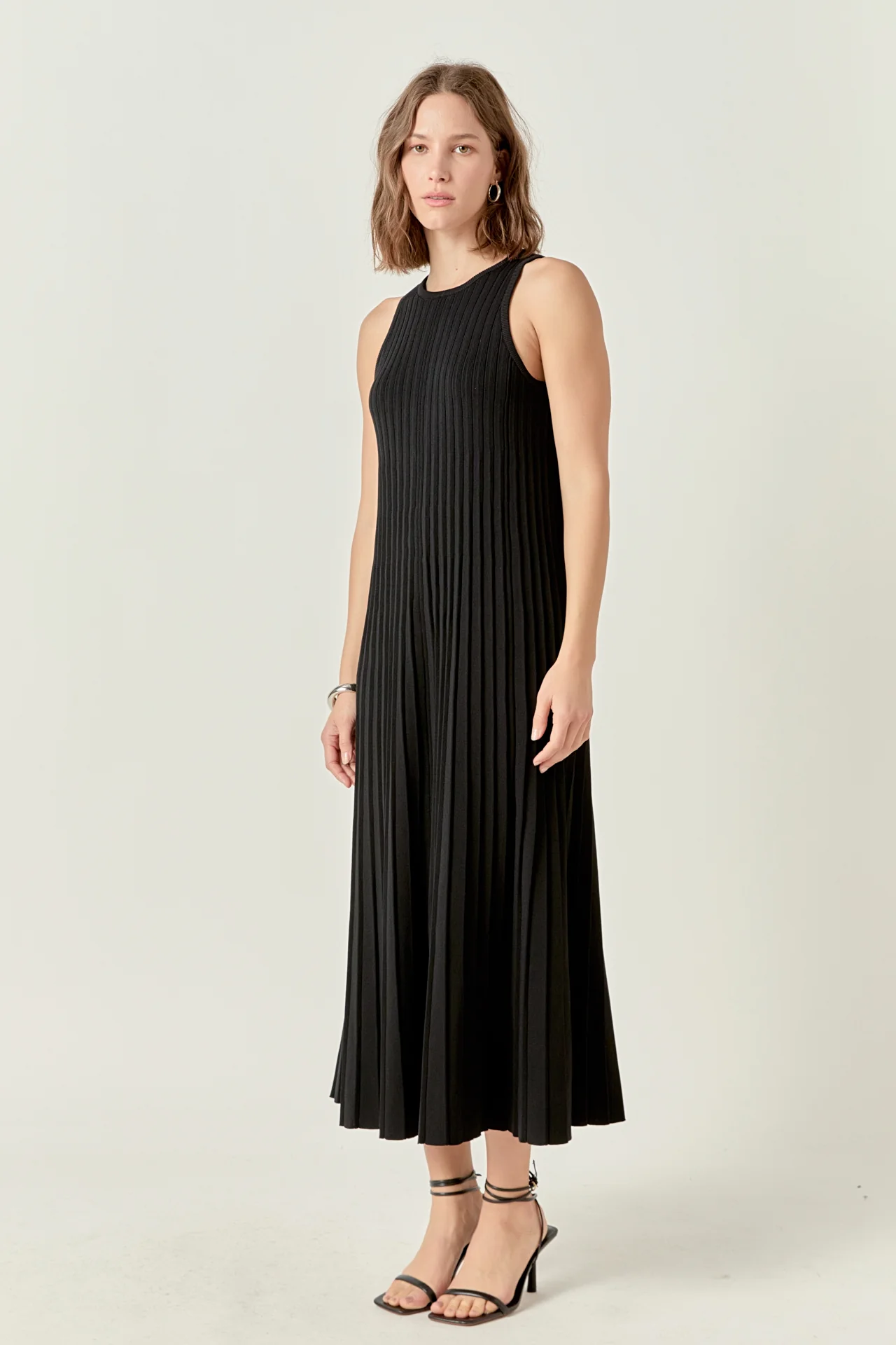 Pleated A-line Knit Midi Dress - Image 16