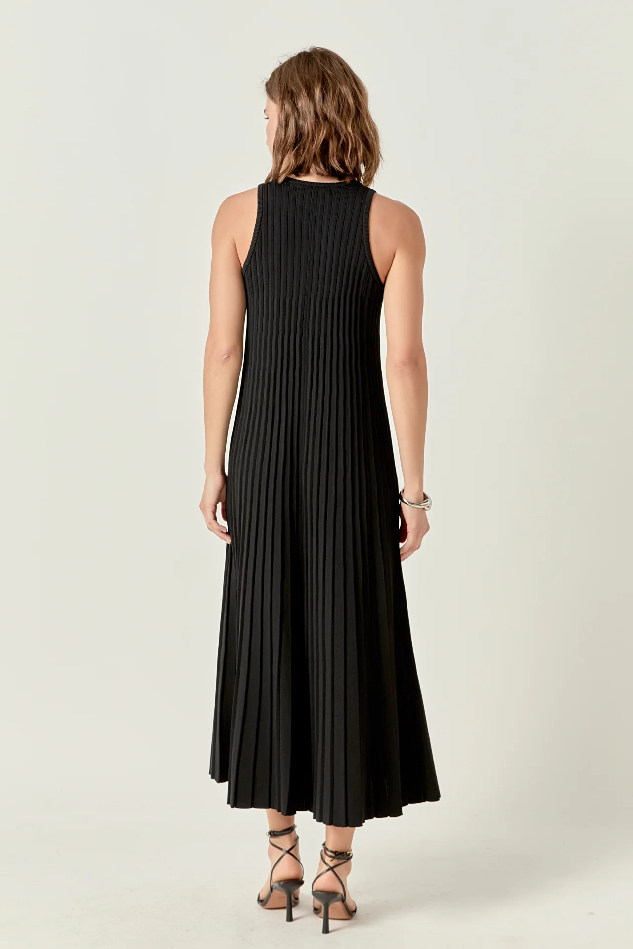 Pleated A-line Knit Midi Dress - Image 17
