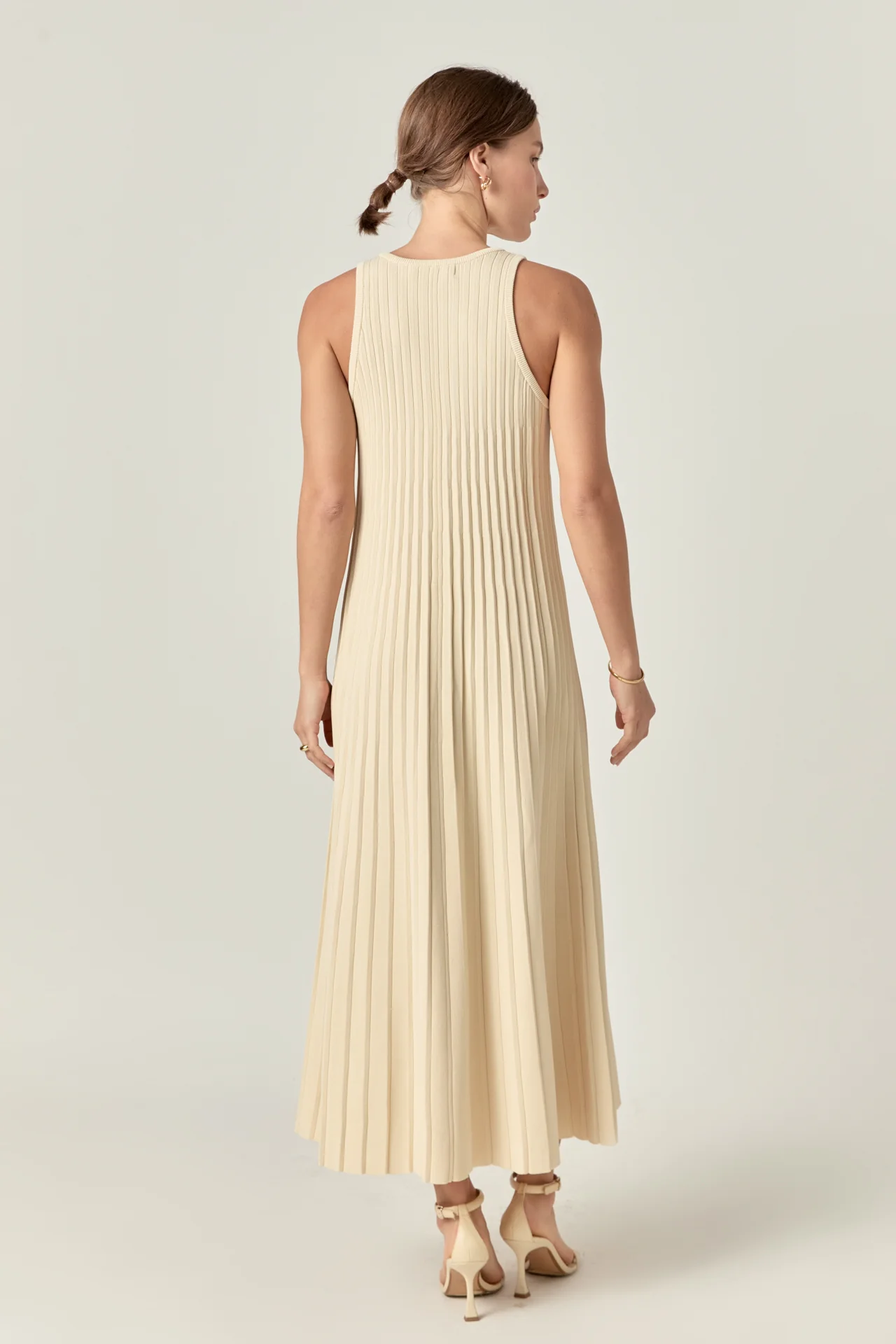Pleated A-line Knit Midi Dress - Image 22
