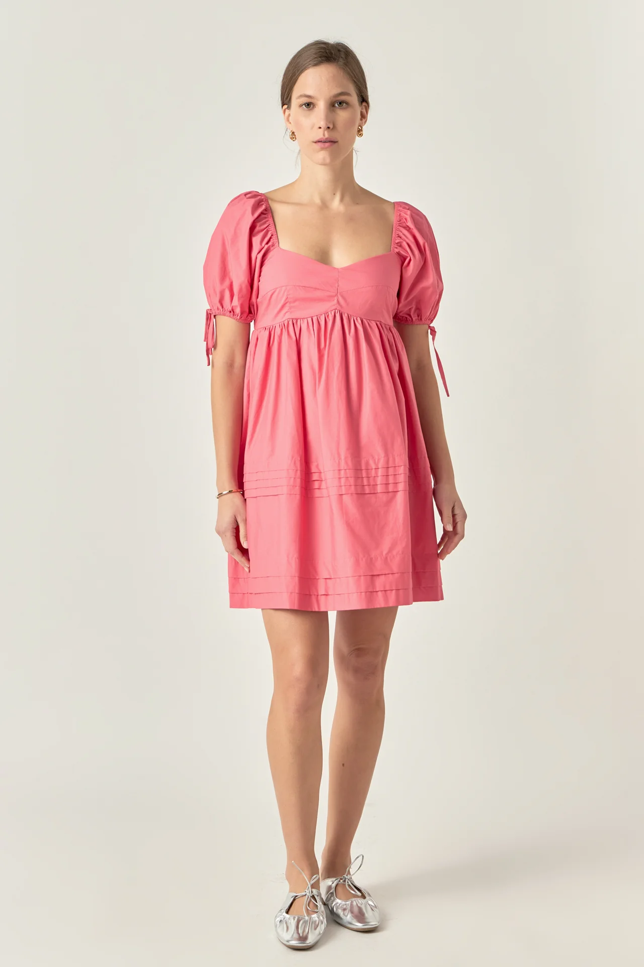 Pleated Detail Puff Sleeve Mini Dress - Image 11