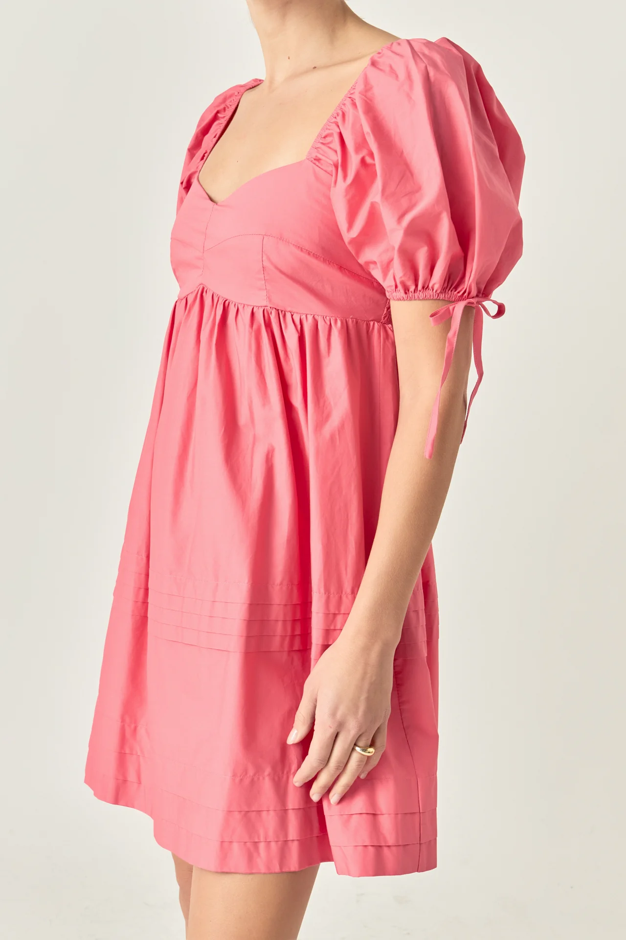 Pleated Detail Puff Sleeve Mini Dress - Image 12