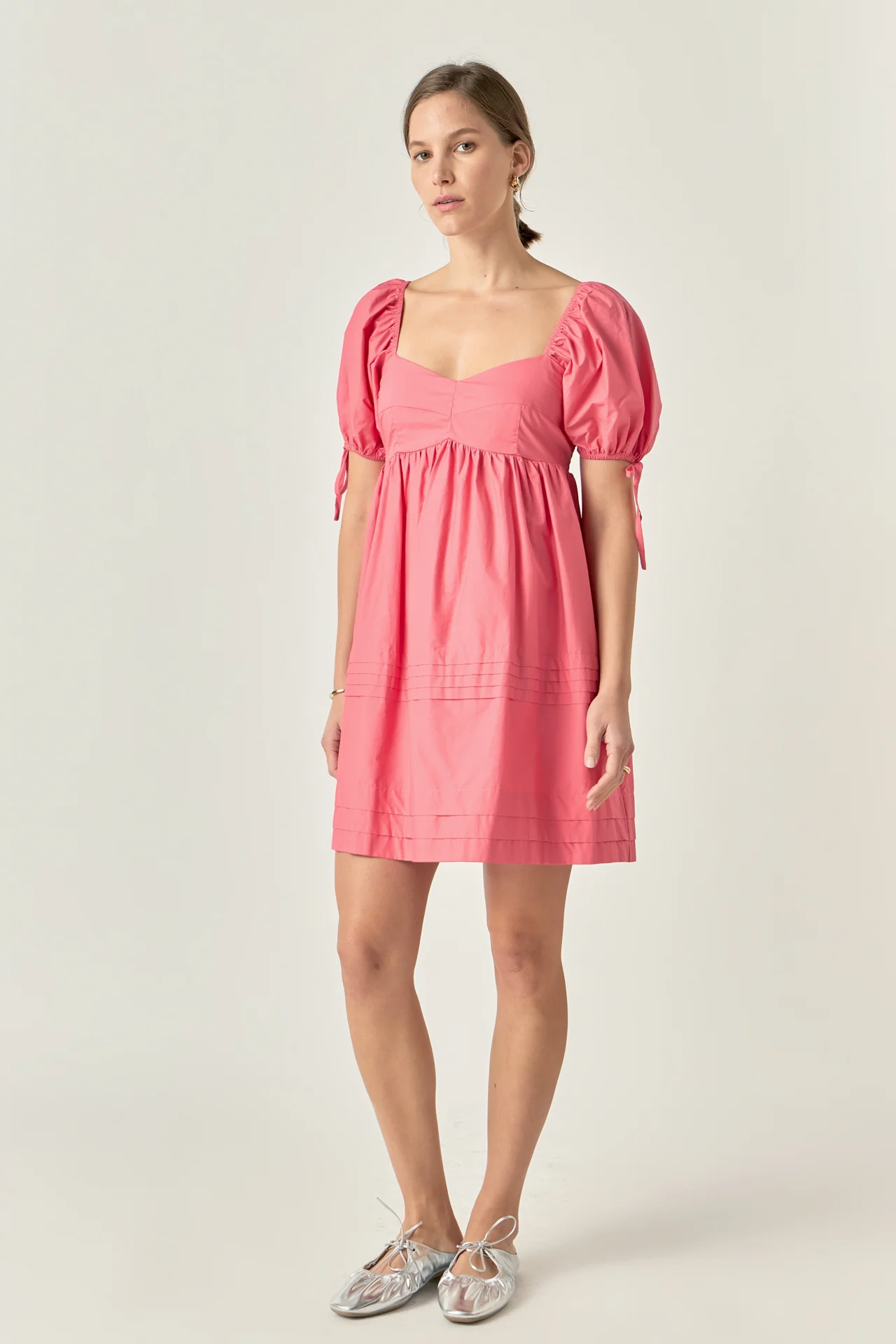 Pleated Detail Puff Sleeve Mini Dress - Image 13