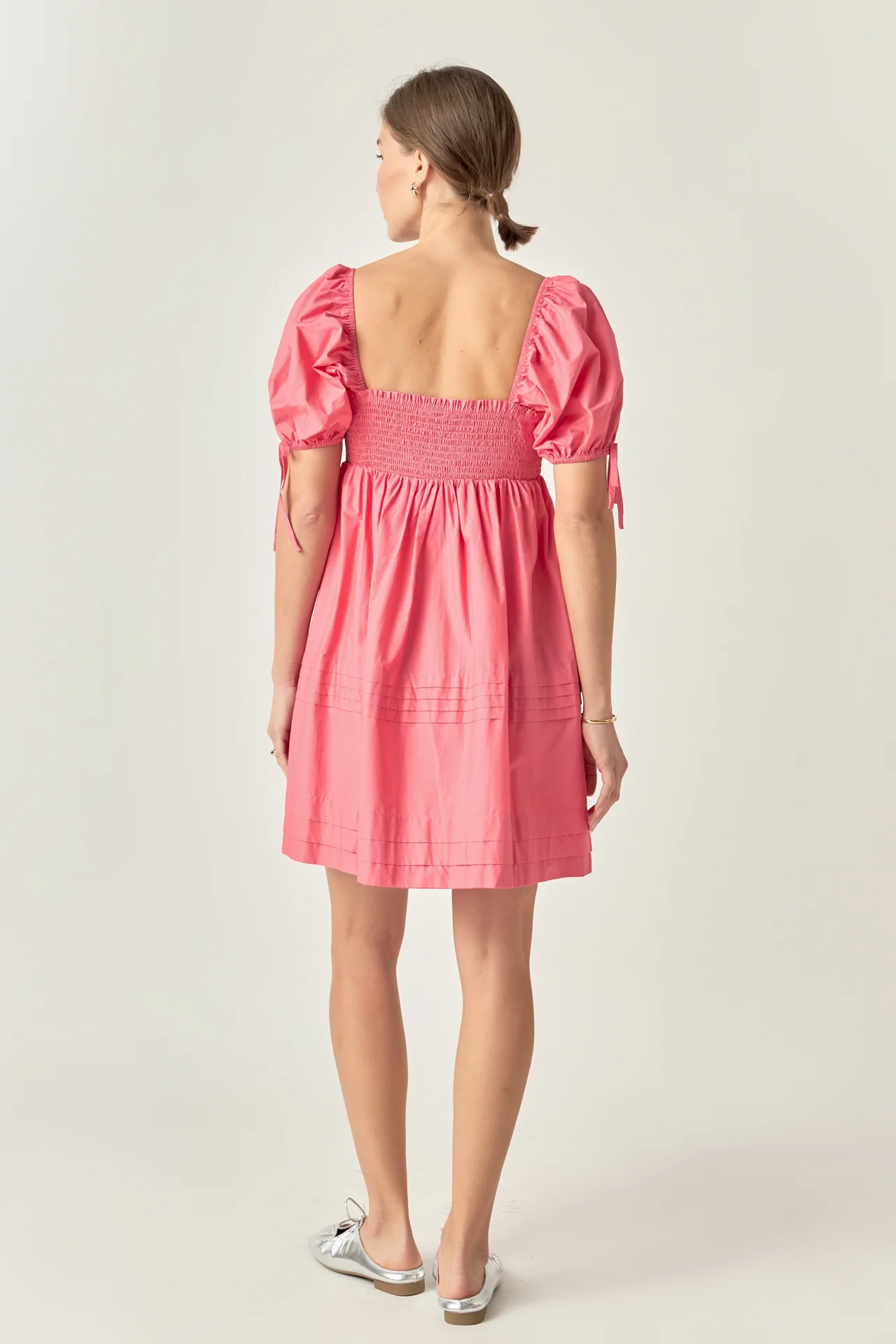 Pleated Detail Puff Sleeve Mini Dress - Image 14