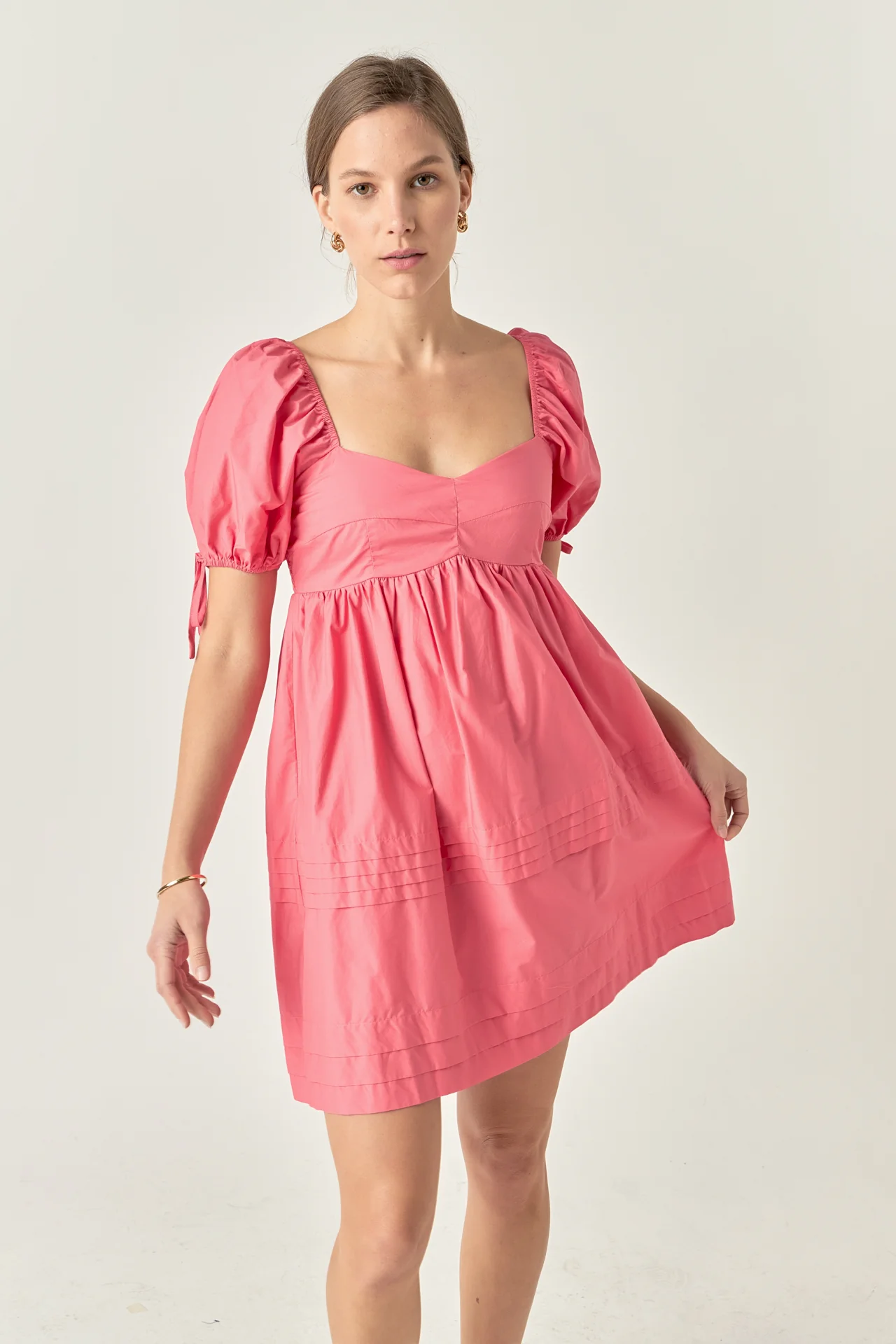 Pleated Detail Puff Sleeve Mini Dress - Image 15