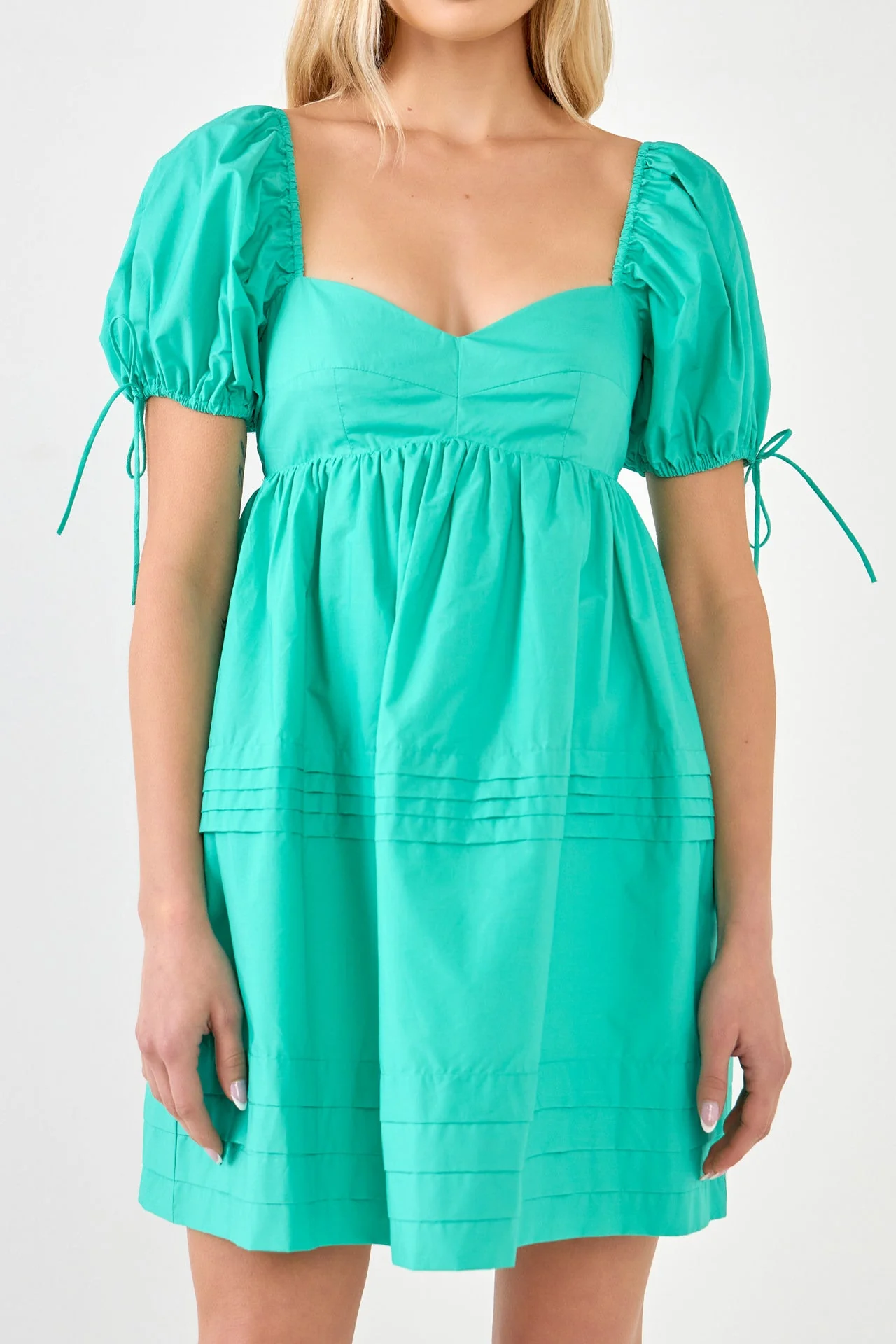 Pleated Detail Puff Sleeve Mini Dress - Image 17