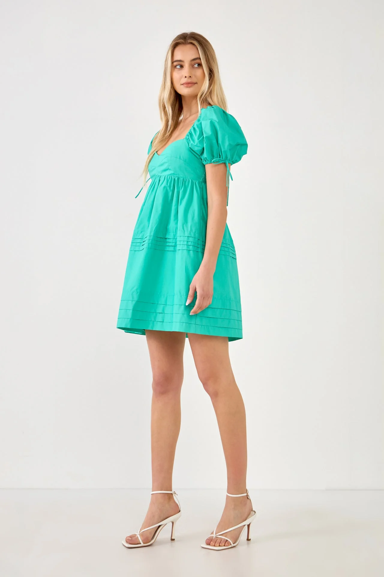 Pleated Detail Puff Sleeve Mini Dress - Image 18