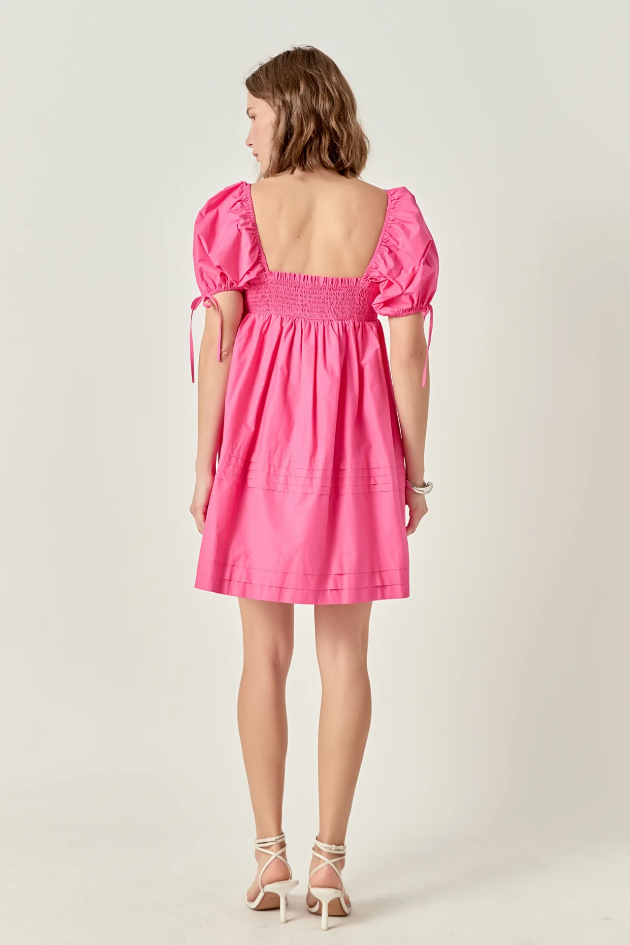 Pleated Detail Puff Sleeve Mini Dress - Image 4