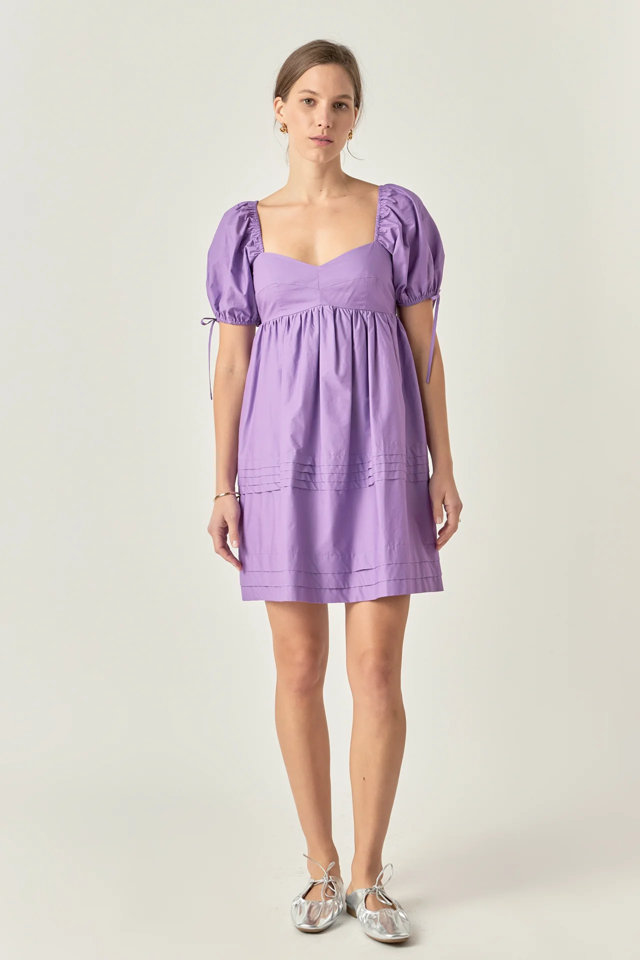 Pleated Detail Puff Sleeve Mini Dress - Image 6