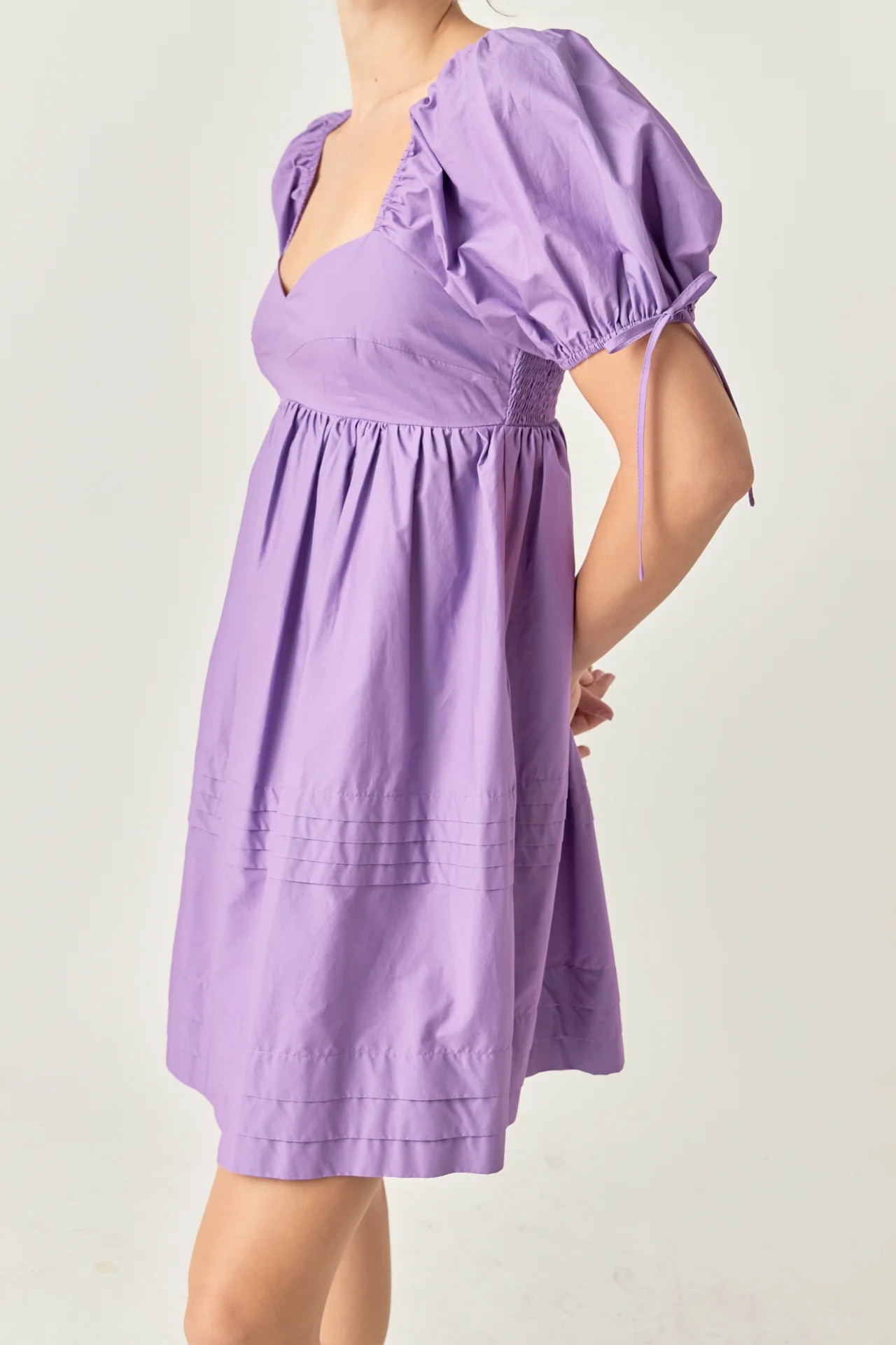 Pleated Detail Puff Sleeve Mini Dress - Image 7