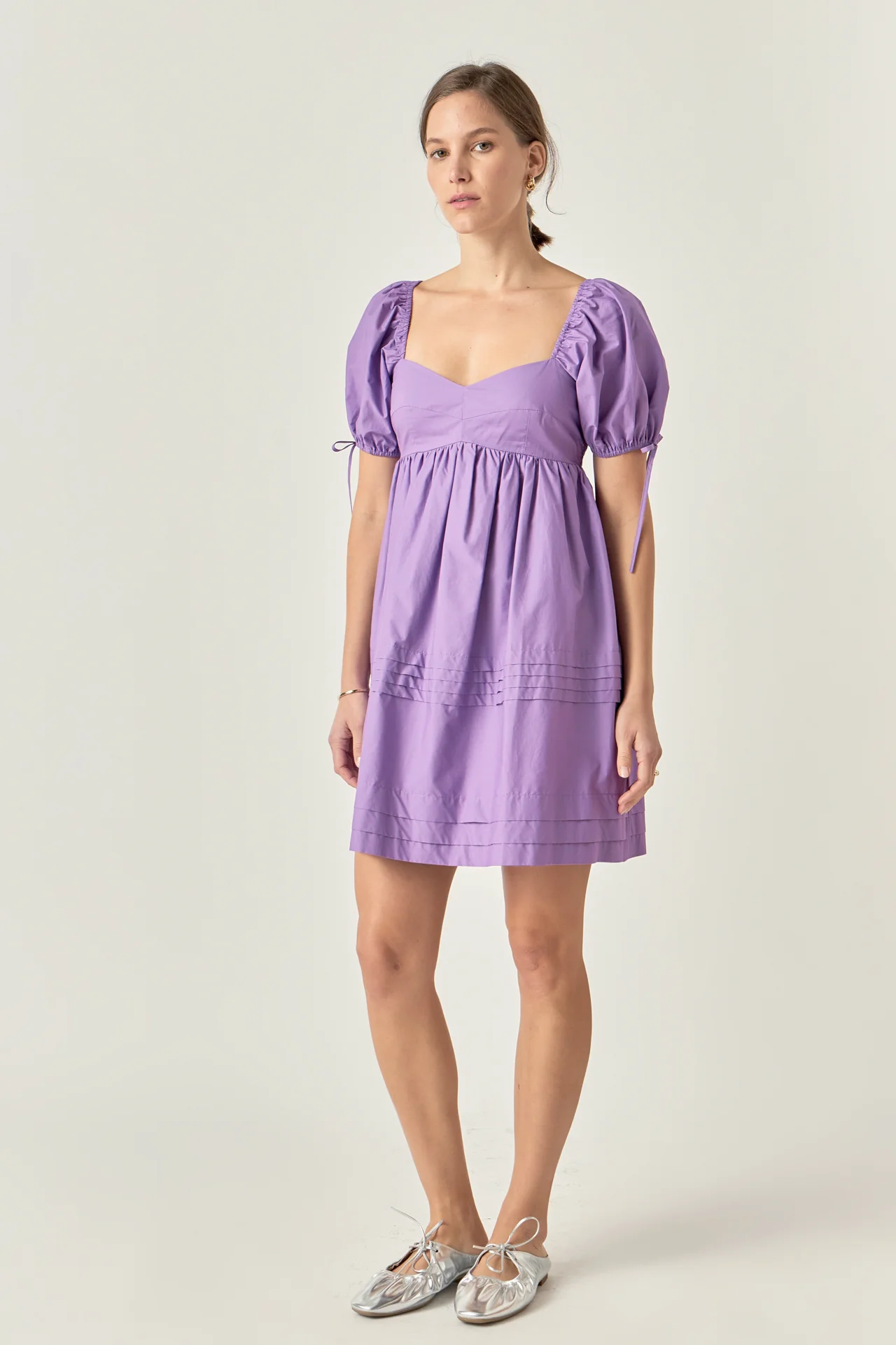 Pleated Detail Puff Sleeve Mini Dress - Image 8