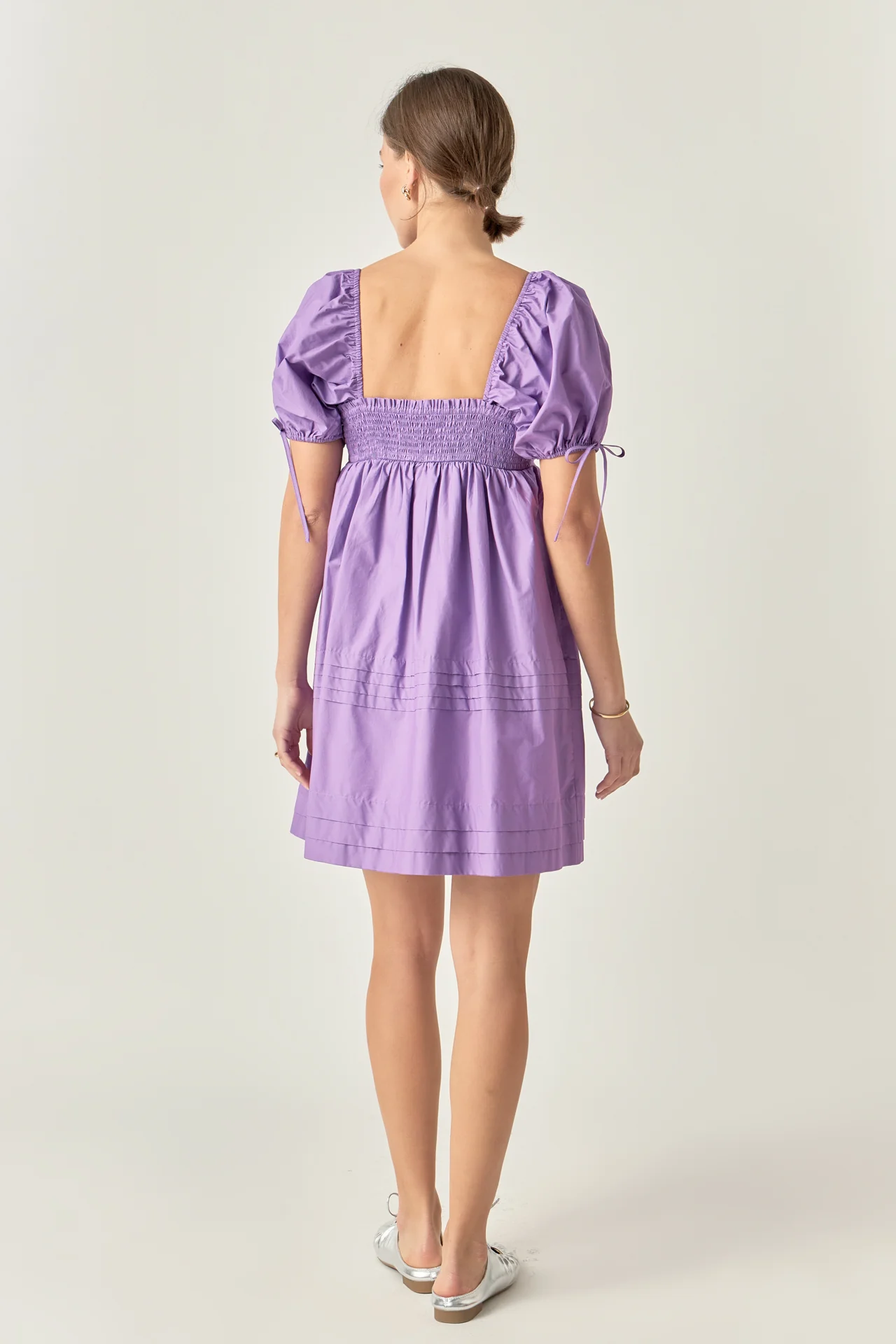 Pleated Detail Puff Sleeve Mini Dress - Image 9