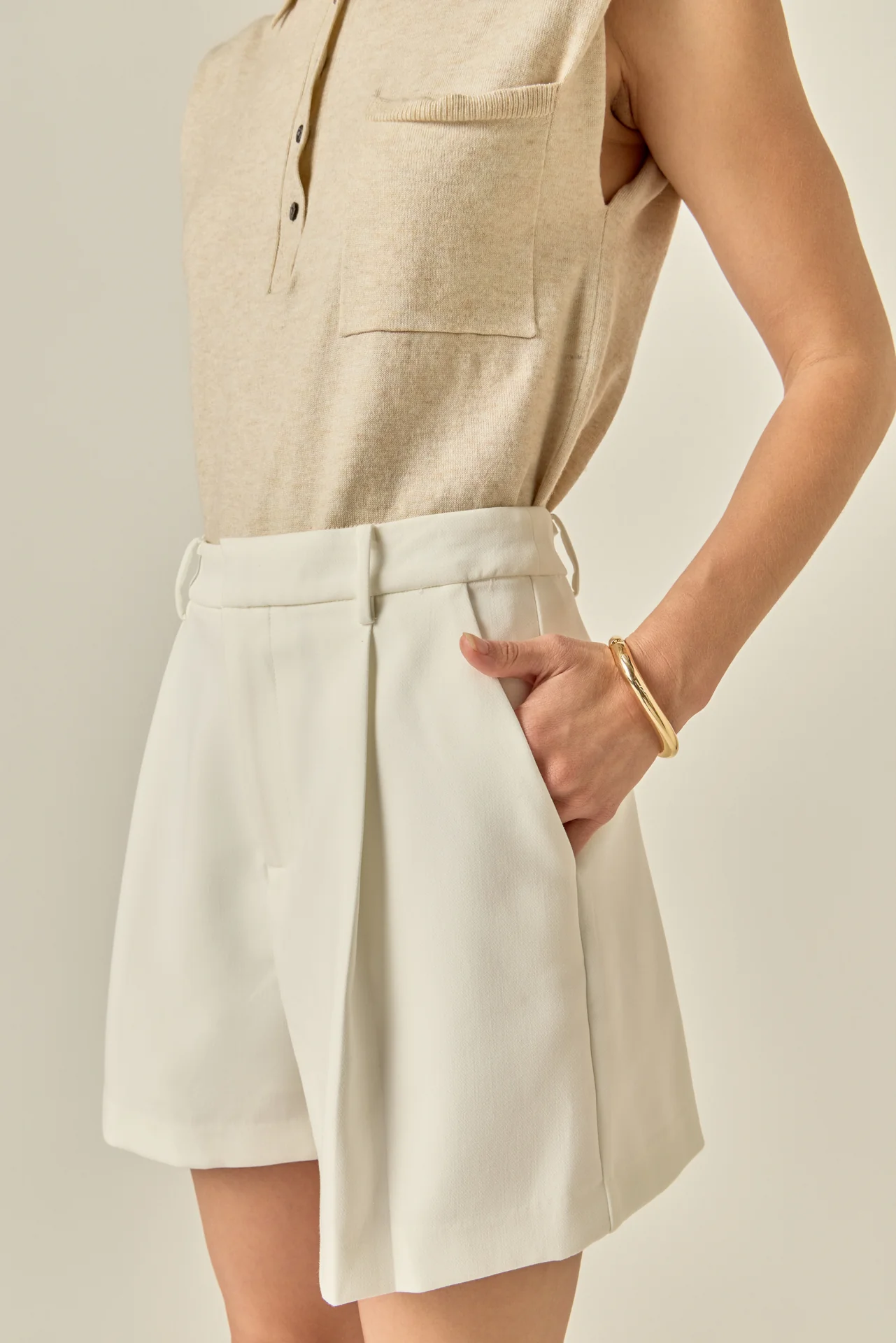 Pleated High Waisted Shorts - Image 2