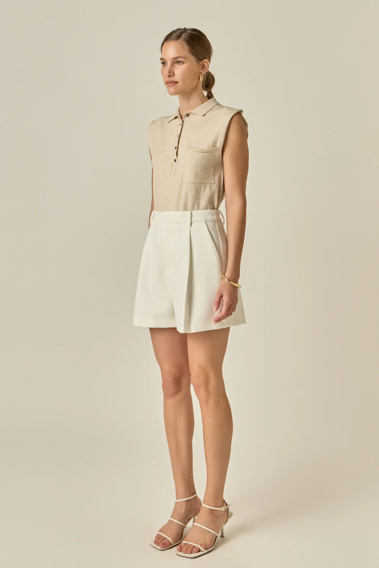 Pleated High Waisted Shorts - Image 3