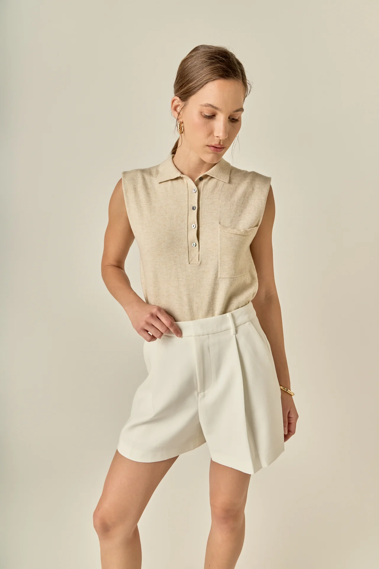 Pleated High Waisted Shorts - Image 6